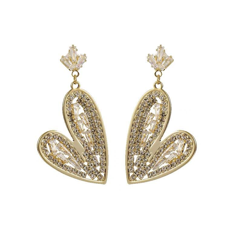 Luxury Crystal Dangle Earrings for Women - Diamond Cut Fashion Silver Drop Earrings with Love & Elegance Design (Multicolor, One Size) | Perfect for Weddings, Parties & Special Occasions