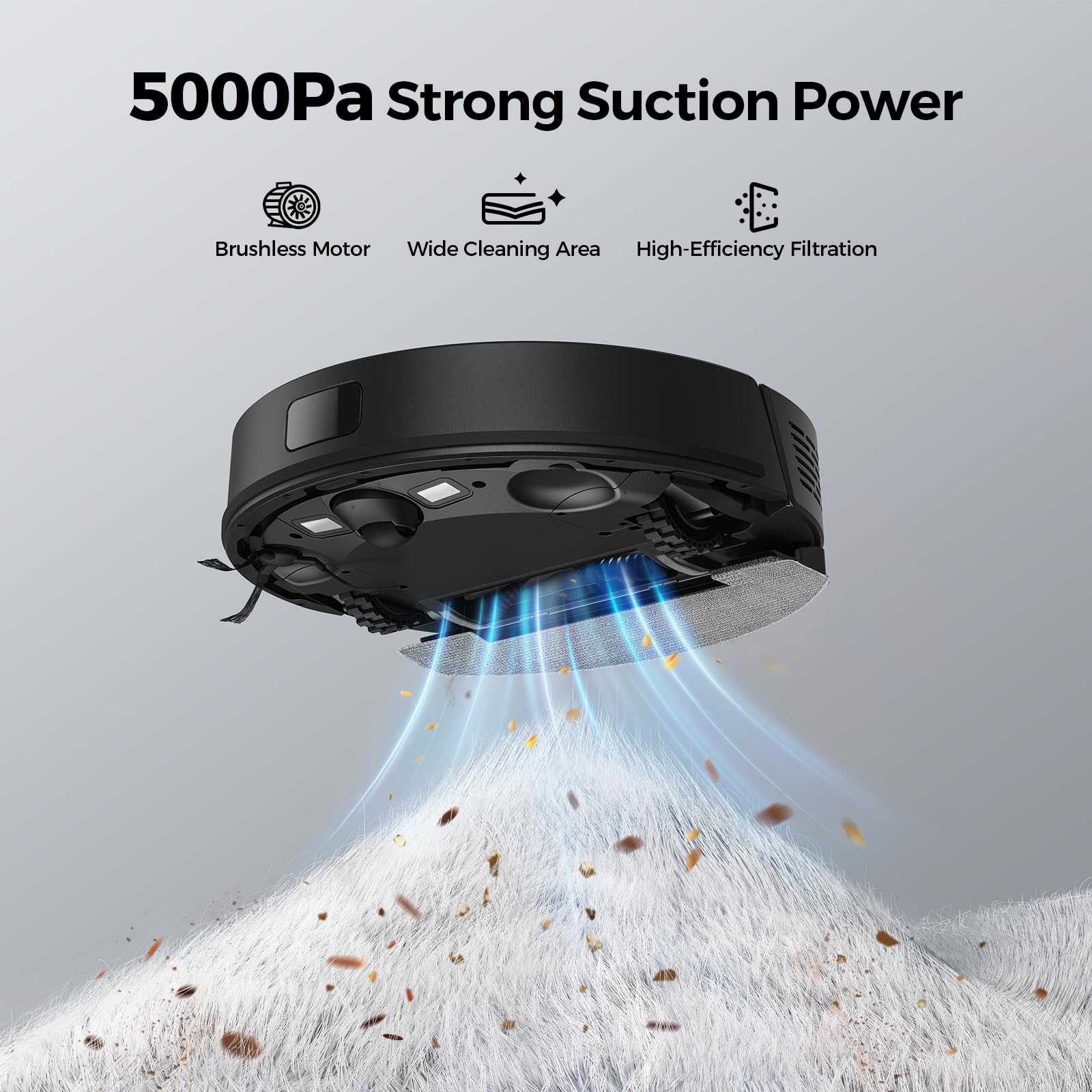BPMIO Self-Emptying Robot Vacuum & Mop - 5000Pa, WiFi/Alexa - Perfect for Pet Hair & Carpets