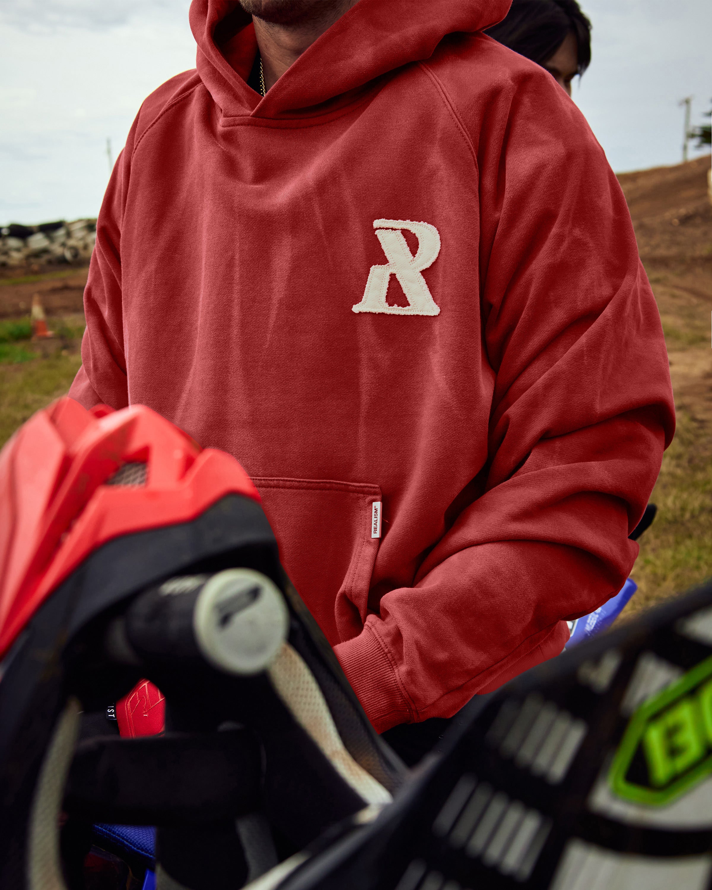 SSS Realism Legacy Hoodie - Washed Carmine Red Pullover for Men & Women | Cozy Fleece Streetwear for Casual Outfits & Winter Layering