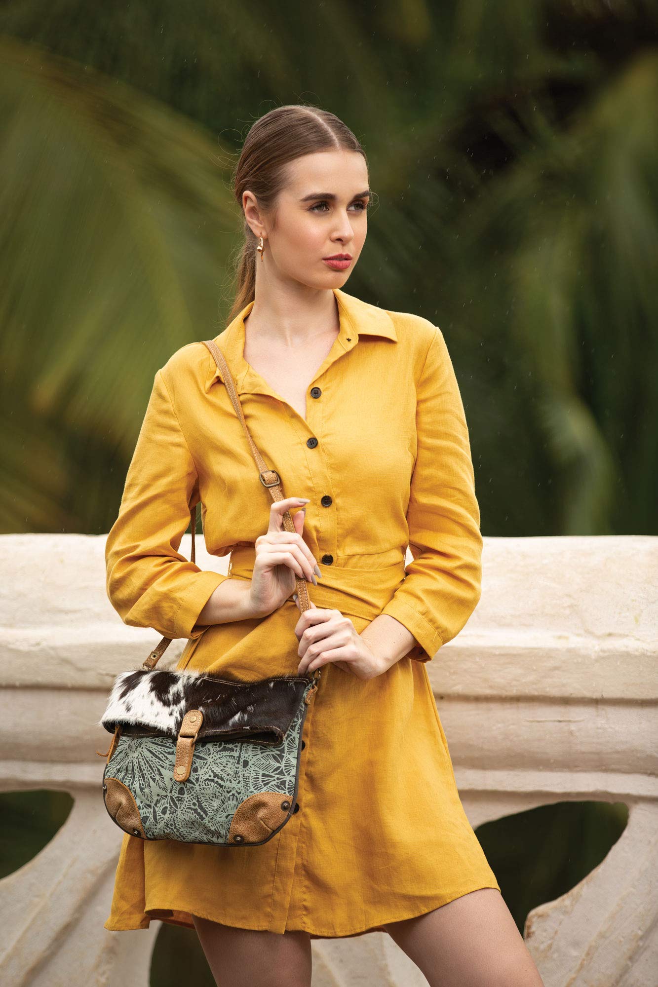 Myra Macey Canvas & Leather Crossbody Bag - Stylish for Daily Use