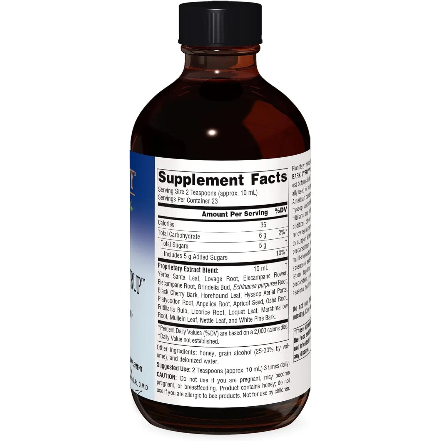 Planetary Herbals Dr. Terra's Wild Cherry Bark Syrup - Natural Cough Relief & Sore Throat Soother for Adults & Kids - Perfect for Cold Season & Respiratory Support