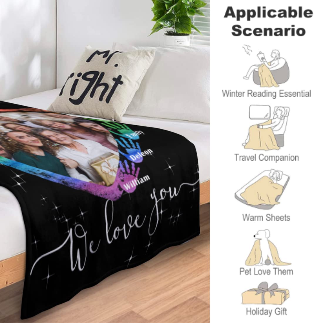 Custom Memorial Blanket for Grandma - Personalized Photo Collage Fleece Throw with Name - Loving Memory Gift - 5 Sizes (Made in USA) - Perfect for Remembrance, Comfort & Family Keepsakes