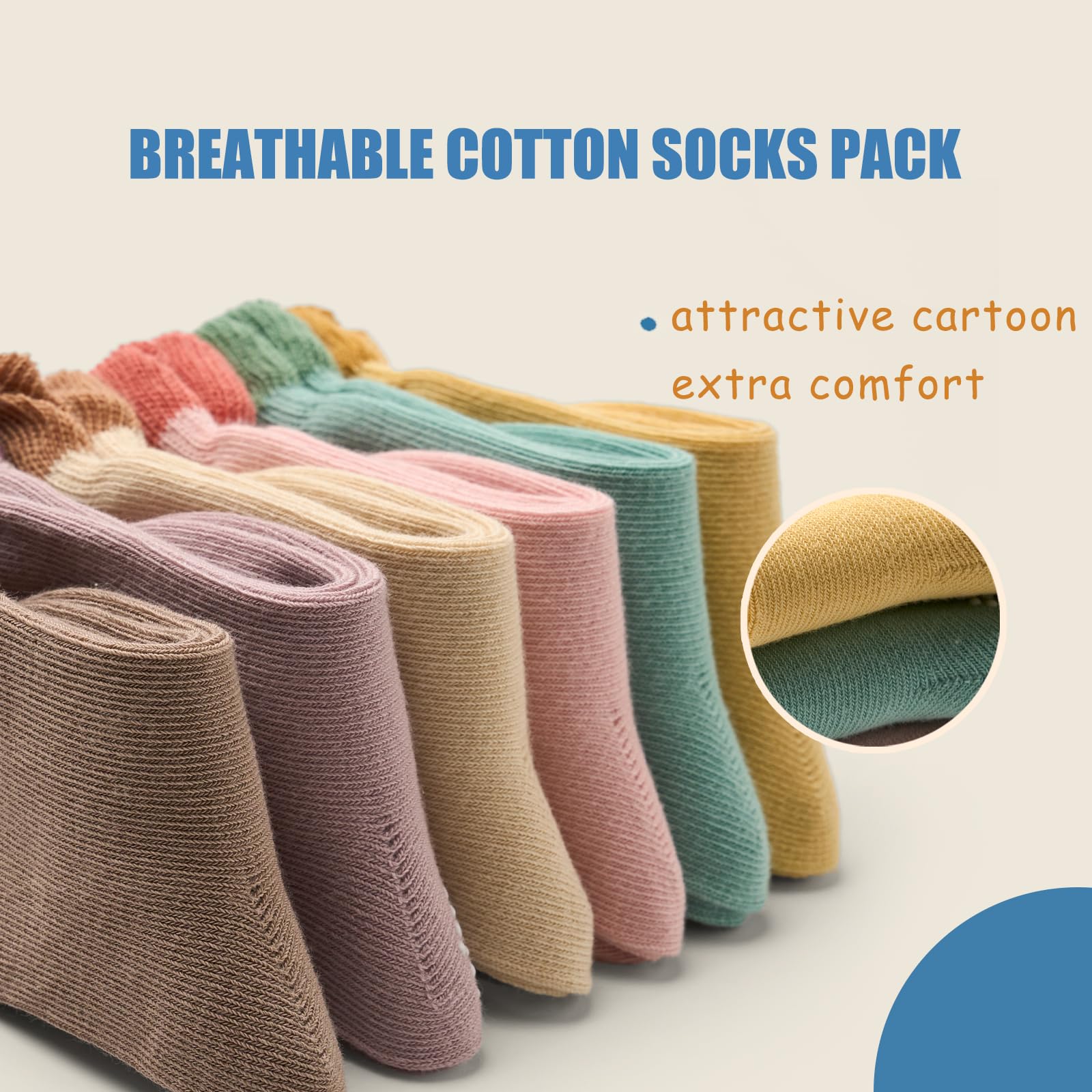 **Soft Baby Cotton Crew Socks - Non-Slip Grip Toddler Socks for Boys & Girls (6-Pack) - Perfect for Playtime, Daycare & Indoor Activities**