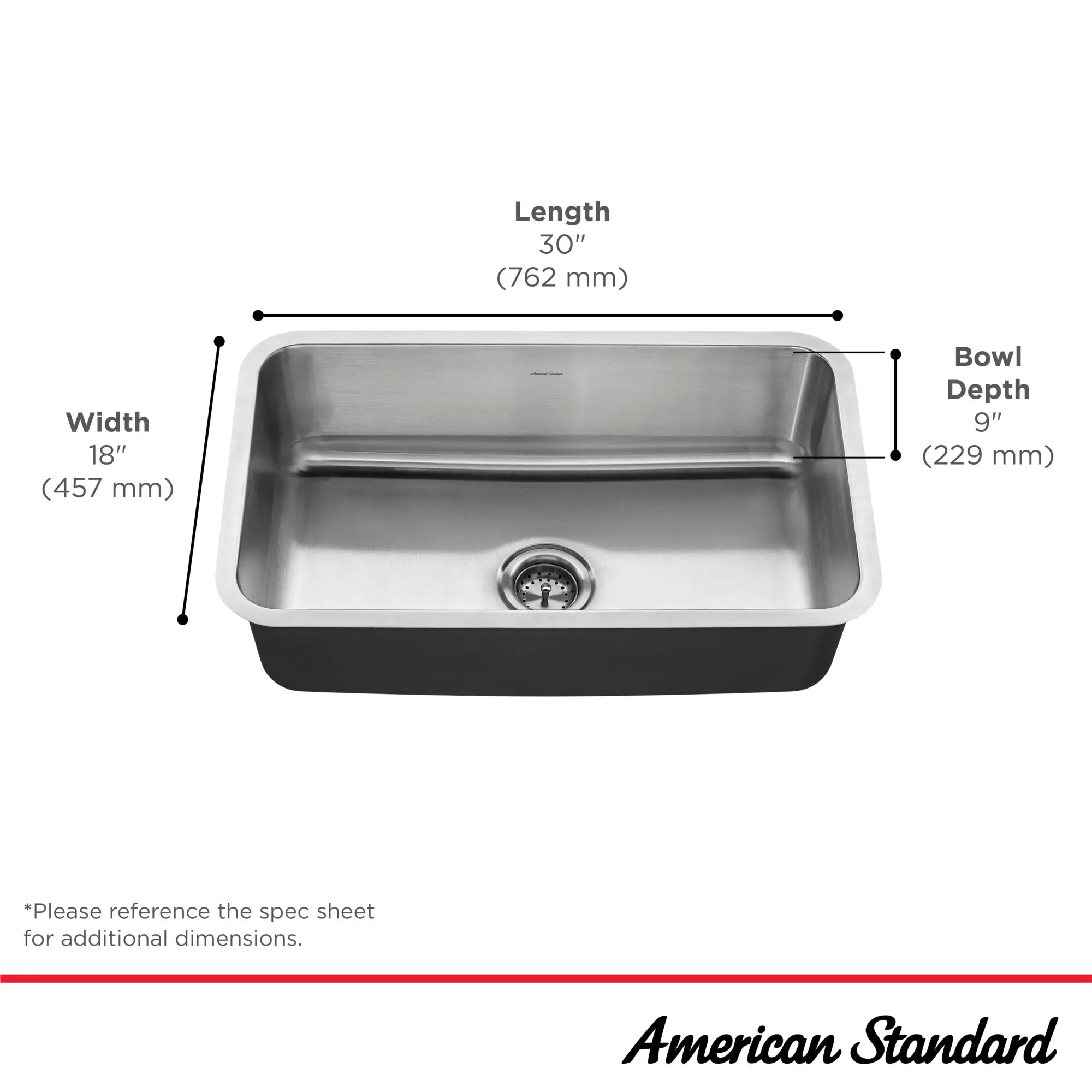 Premium Danville® 30 x 18 Inch Stainless Steel Undermount Single Bowl Kitchen Sink - Durable & Rust-Resistant for Modern Homes, Perfect for Meal Prep & Dishwashing