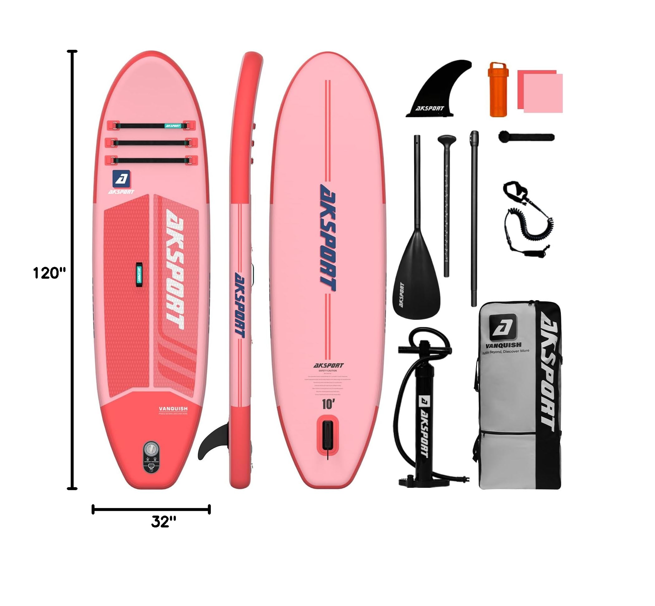 AKSPORT Inflatable Stand Up Paddle Board - Premium SUP Board with Paddle, Pump & Accessories for Adults & Youth | Perfect for Lakes, Rivers & Ocean Recreation