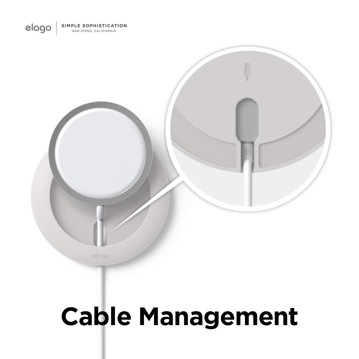 elago Magnetic Charging Pad - Compatible with MagSafe for iPhone 16/15/14/13/12 & AirPods Pro/3/4 - Secure Anti-Slip Wireless Charger Stand (White) | Perfect for Home, Office & Travel Use