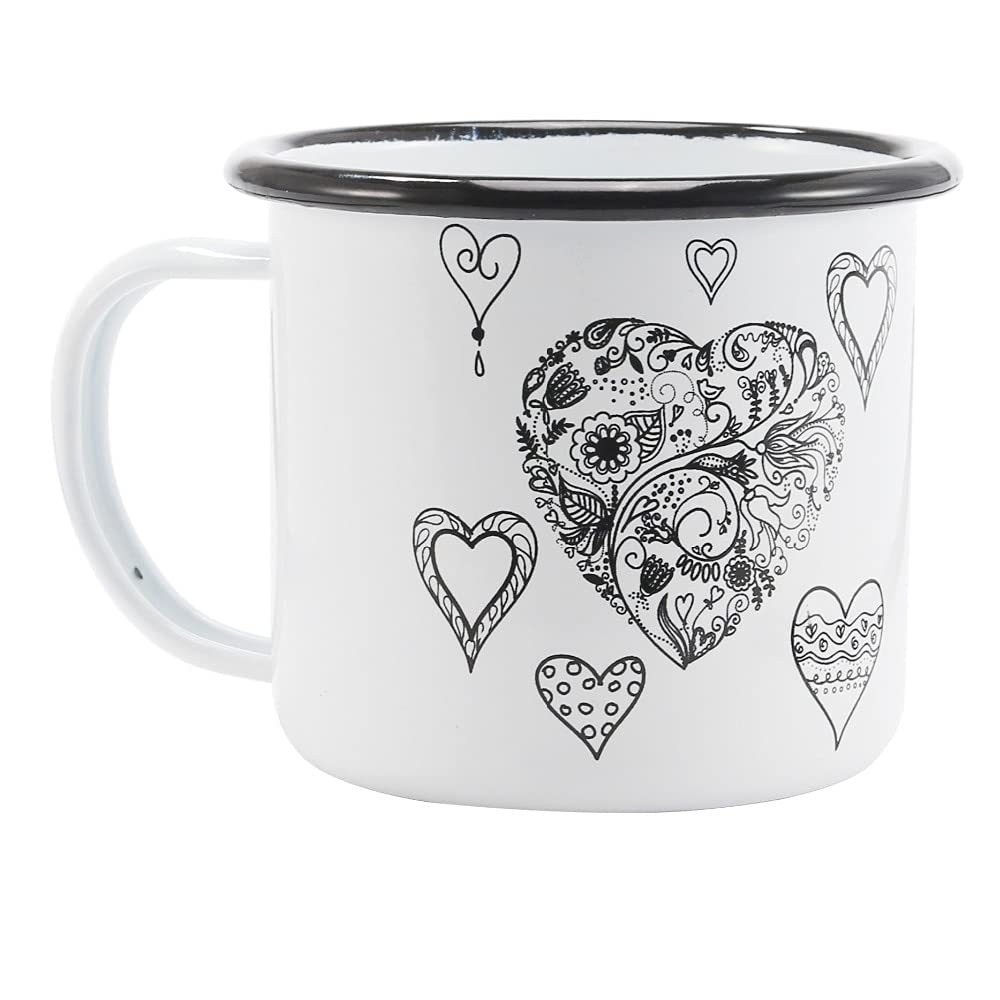 200ml Enamel Coffee Mug with Creative Animal & Plant Designs - Black Roll Rim & Comfortable Handgrip - Perfect for Breakfast, Milk Tea & Hot Beverages - Ideal for Home, Office & Gifts