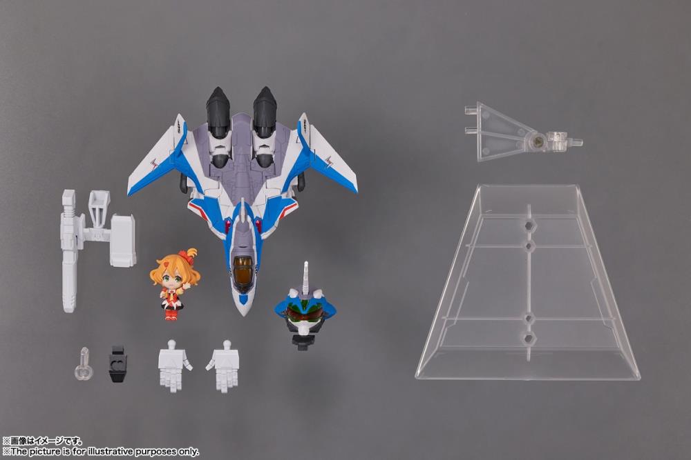 Bandai Tiny Session Macross Frontier VF-31J Siegfried Hayate Immelmann & Freyja Wion Action Figure Set - Anime Collectible for Display & Gifts