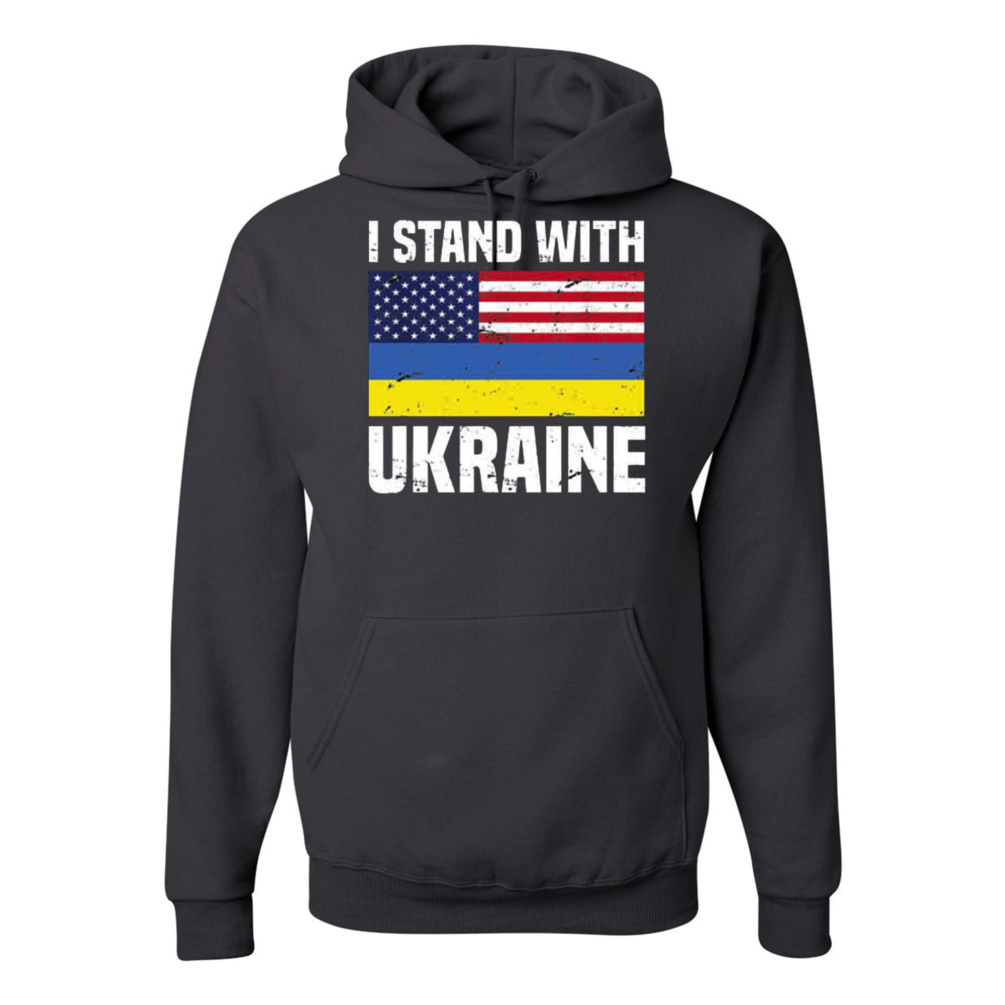 I Stand With Ukraine Men's Hoodies - Solidarity & Support Pullover Sweatshirt for Casual Wear & Protest Rallies
