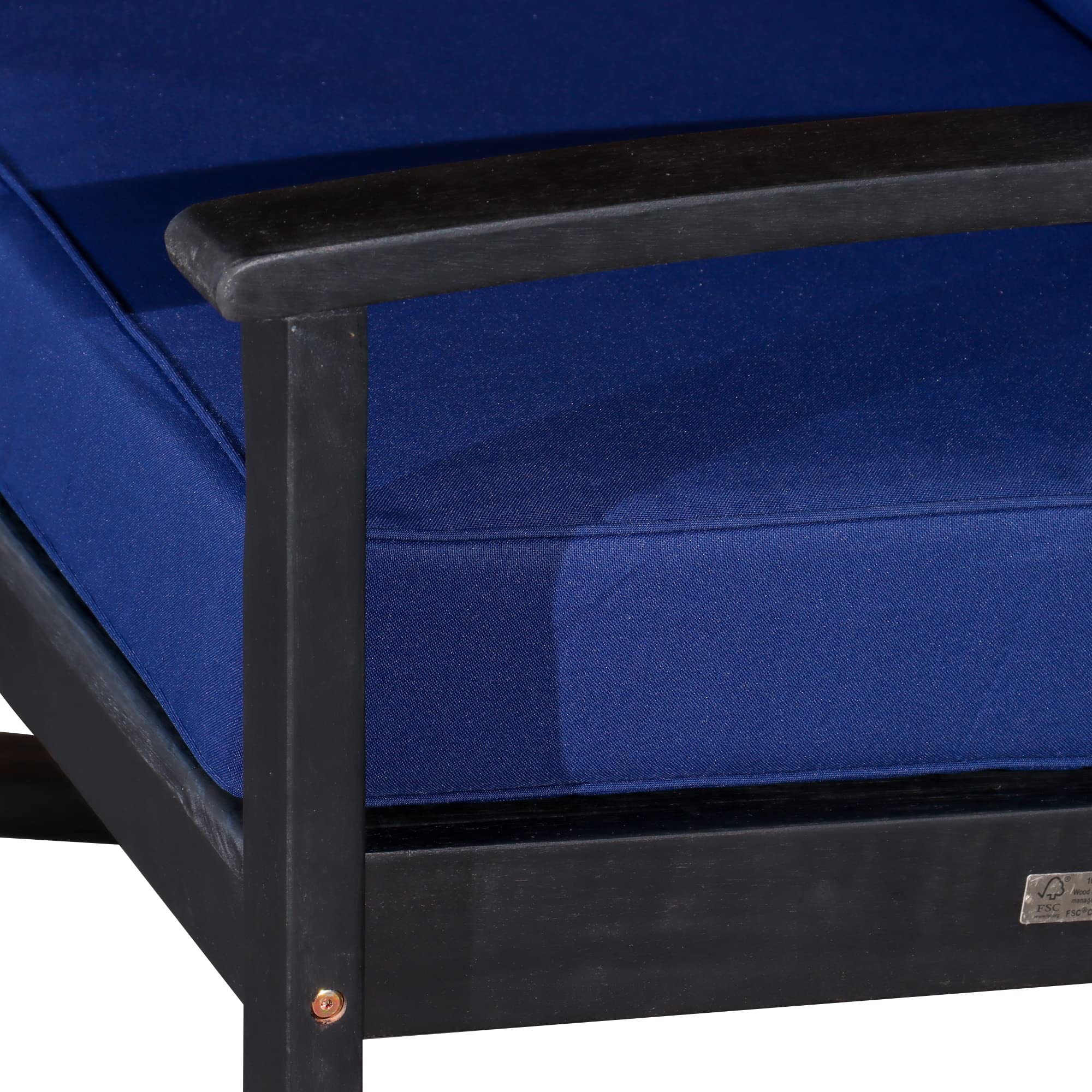 DTY Outdoor Living Longs Peak Deep Seat Eucalyptus Rocker - Espresso Finish with Navy Cushions | Patio, Garden, Porch & Deck Furniture for Relaxing Outdoors