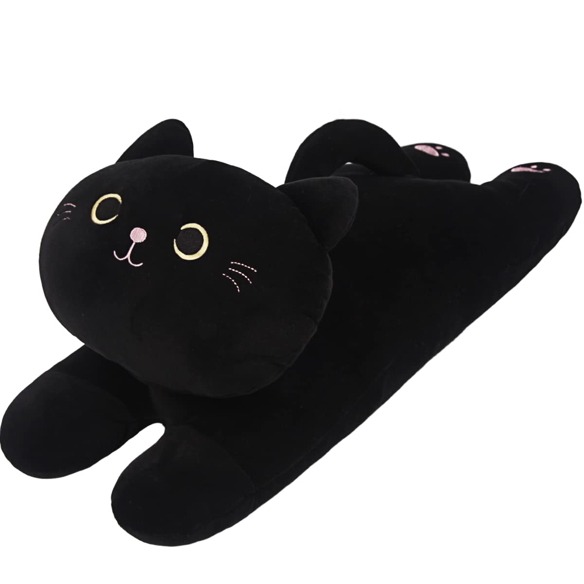 ARELUX 22 Inch Black Cat Plush Pillow - Soft Hugging Stuffed Animal Throw Pillow for Adults & Kids | Cute Kitten Sleeping Pillow for Bed, Sofa, Car | Perfect Gift for Cat Lovers, Friends & Family Birthday