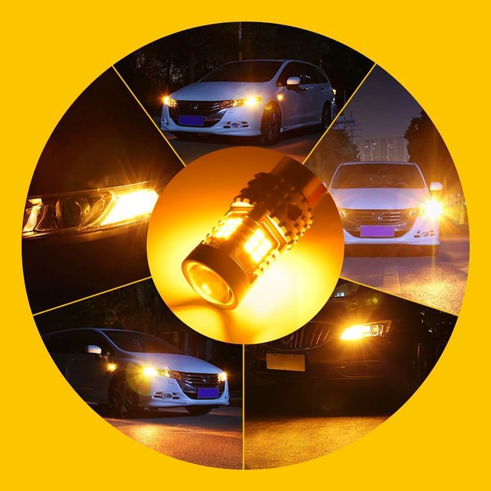 1156 BA15S 7506 LED Bulb - CANBUS Error Free Turn Signal Light with Built-in Load Resistor, 2200K Amber Yellow, 2800LM - Perfect for Cars, Trucks, Motorcycles & Off-Road Vehicles