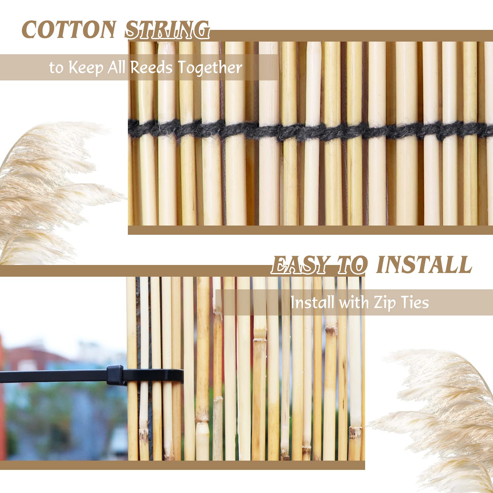 5.5FT x 16.4FT Natural Bamboo Reed Fencing Rolls - Outdoor Privacy Screen for Backyard, Patio & Garden Cover | Durable Reed Curtain Fence for Deck, Poolside & Landscape Design