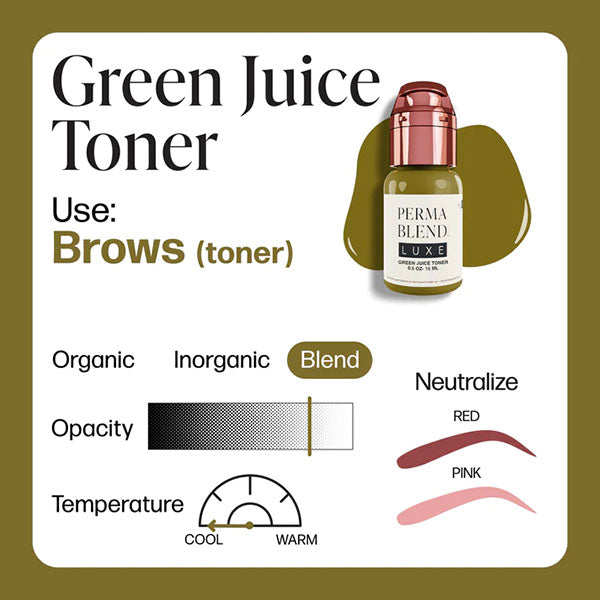 Perma Blend Luxe Green Juice Toner Pigment - Natural Skin Brightening & Even Tone - Perfect for Daily Skincare Routine & Post-Treatment Care