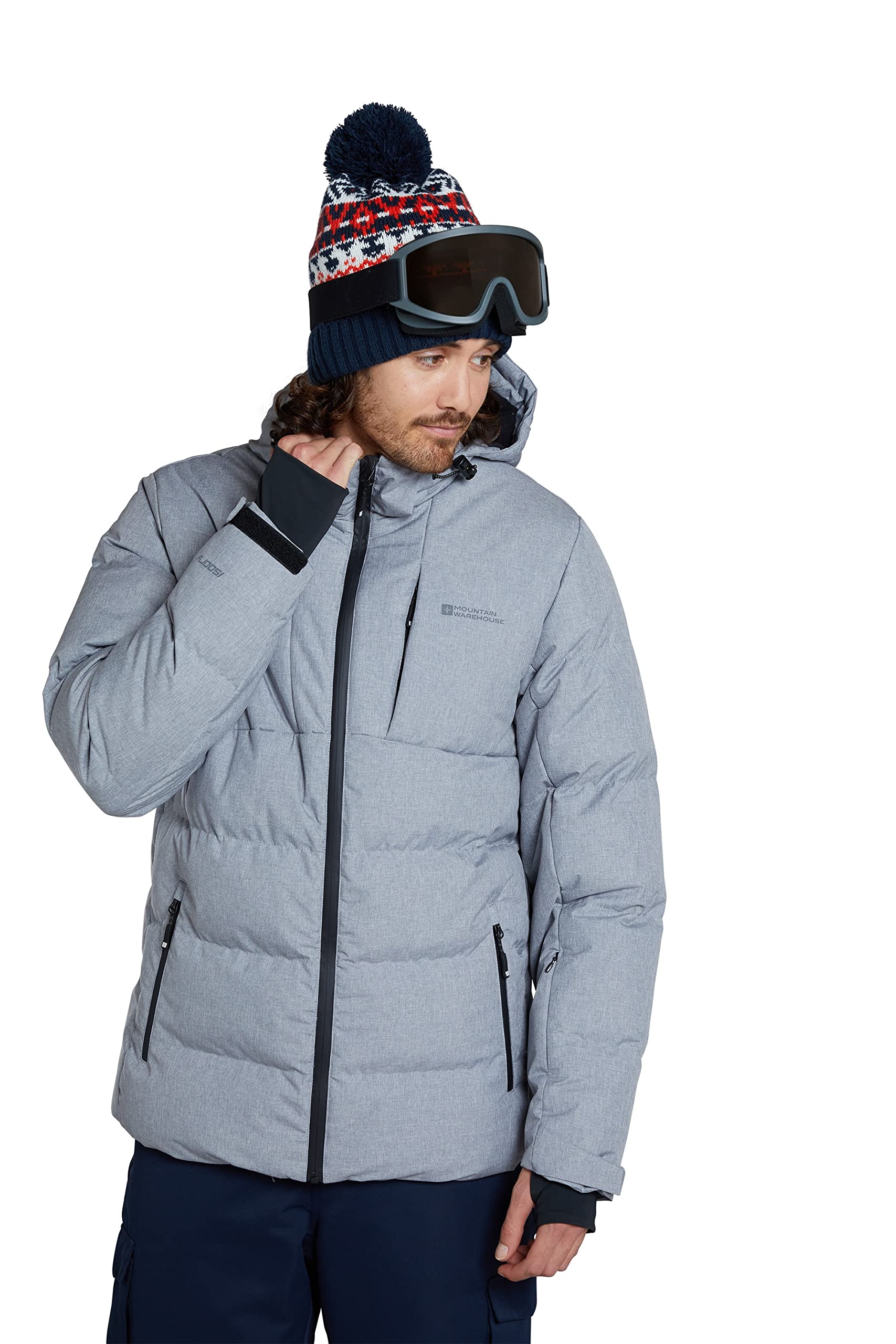 Mountain Warehouse Men's Waterproof Insulated Ski Jacket with Fleece Lining - Winter Snow Sports, Skiing, Snowboarding & Outdoor Activities