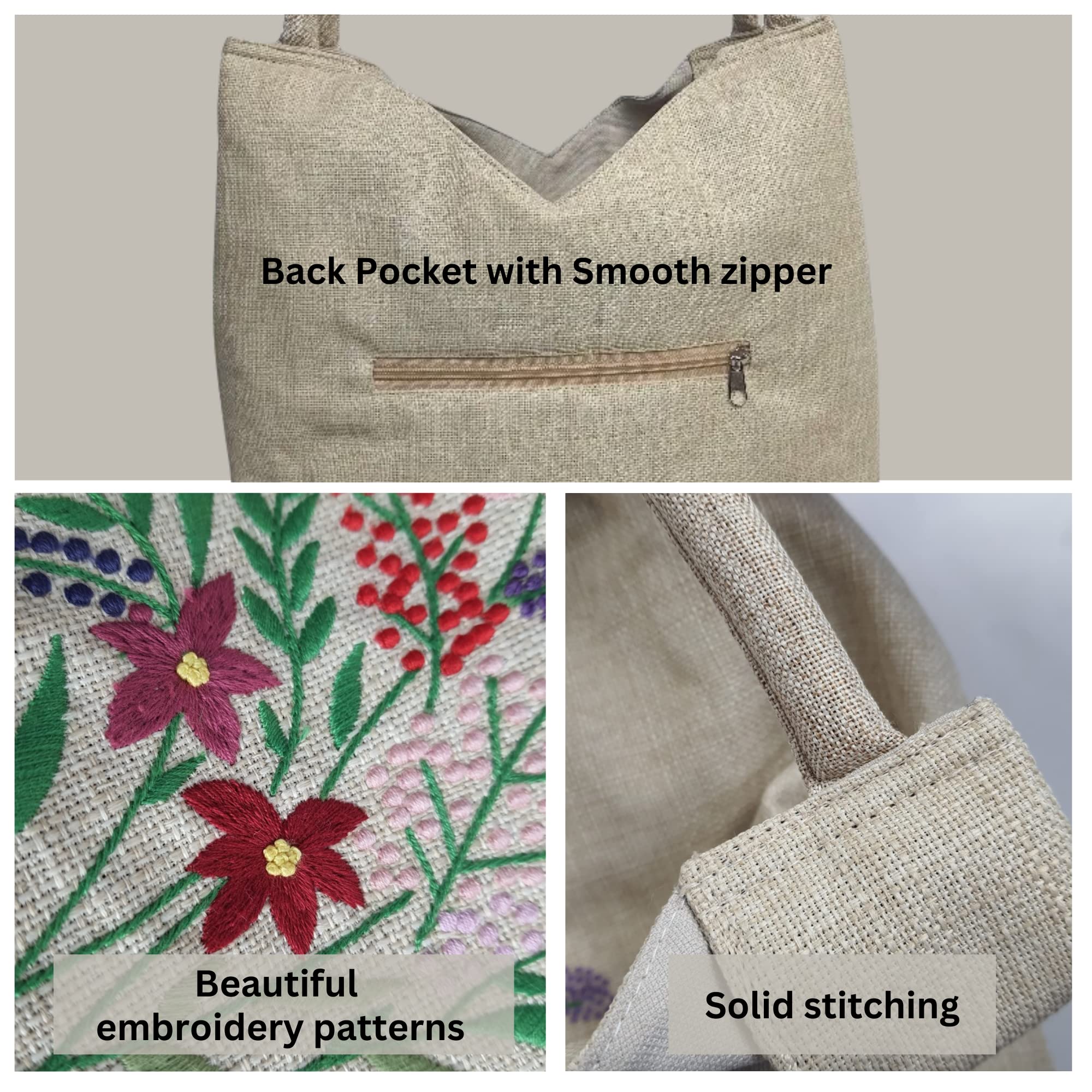 Stylish Embroidered Tote Bags for Women - Fashionable Shoulder Bag with Secure Zipper Closure - Perfect Hobo Handbag for Daily Use, Work & Travel - Ideal Mother's Day Gift for Women