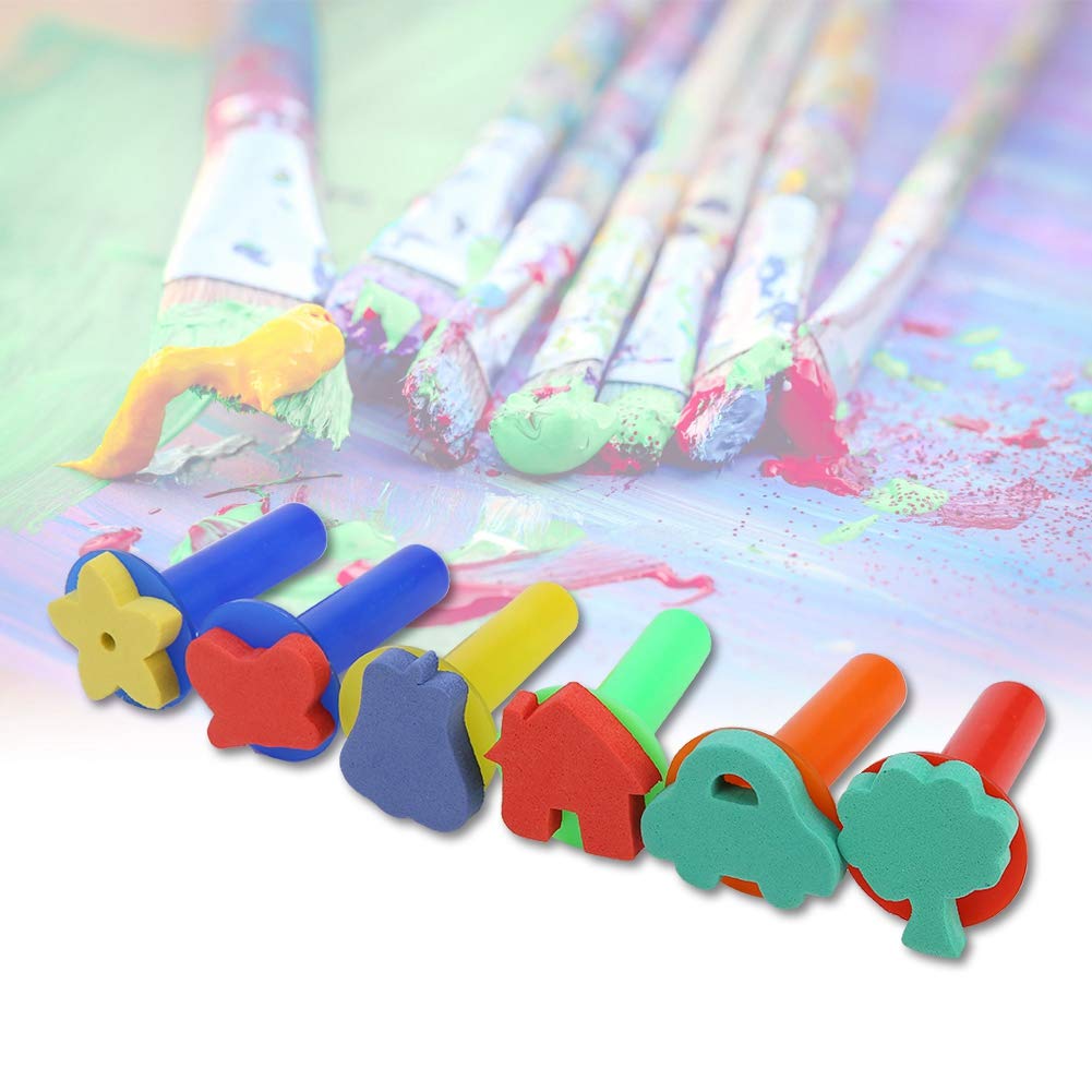 39Pcs Kids Paint Brushes Set - Mini Washable Sponge Brushes, Rollers & Animal Stampers for Toddler Art Projects - Perfect for Classroom, Birthday Parties & DIY Home Crafts