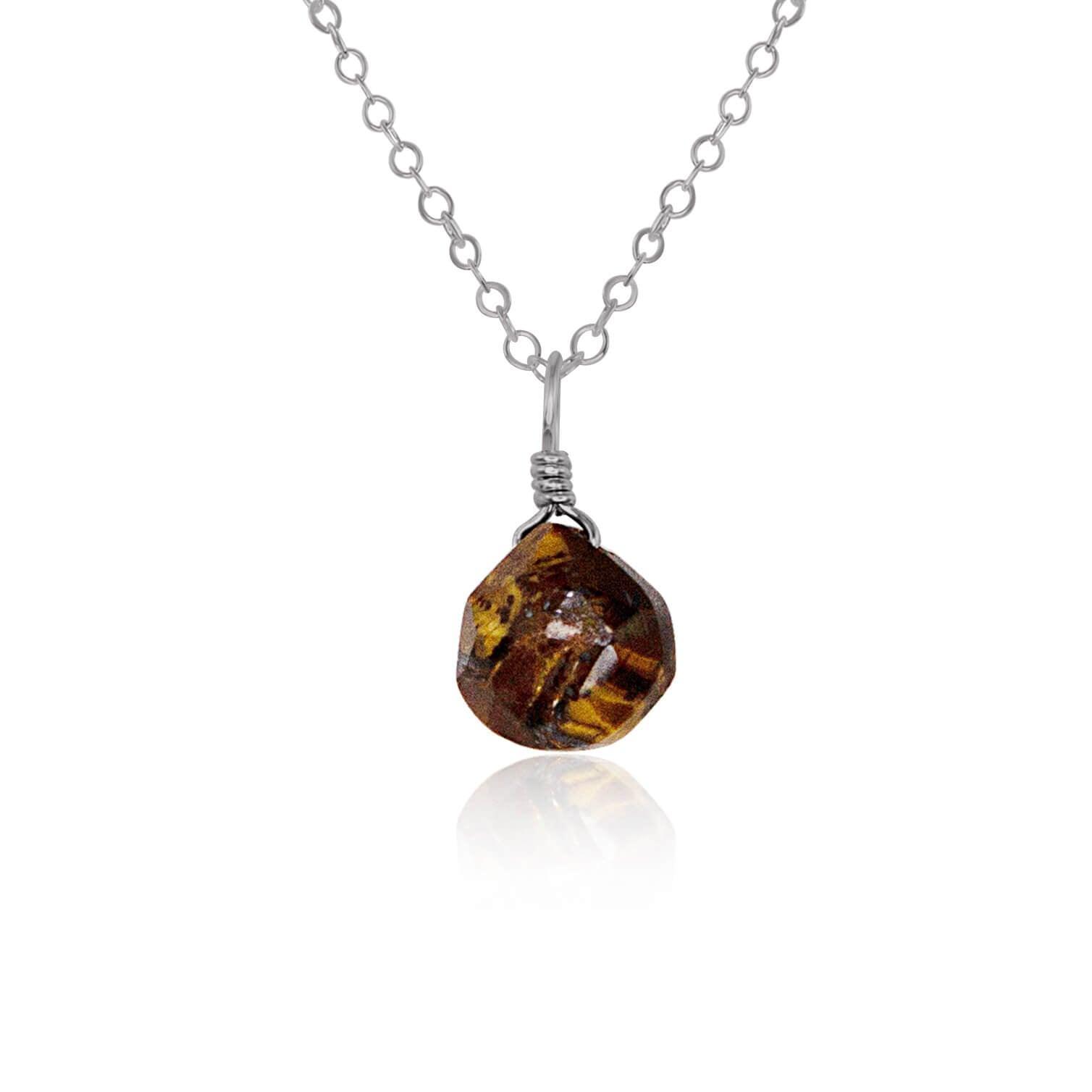 Tiny Tiger's Eye Teardrop Crystal Pendant Necklace for Women - Natural Gemstone Jewelry for Healing, Protection & Style - Perfect for Meditation, Gifts & Everyday Wear