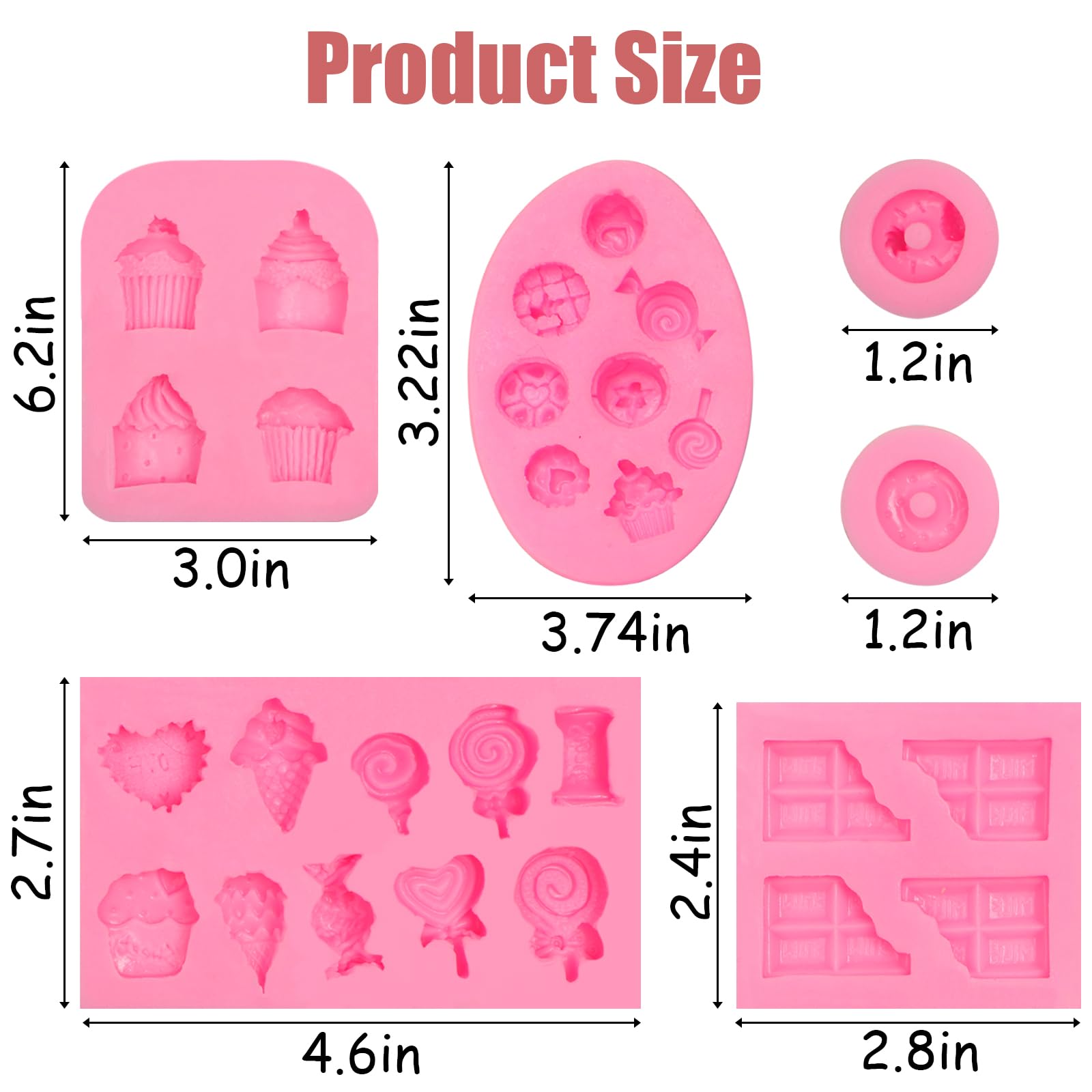 6-Piece Silicone Ice Cream Cone Molds for Chocolate, Fondant, Polymer Clay - DIY Candy, Cupcake Toppers & Cake Decorations - Perfect for Baking, Candy Making, and Crafting Projects