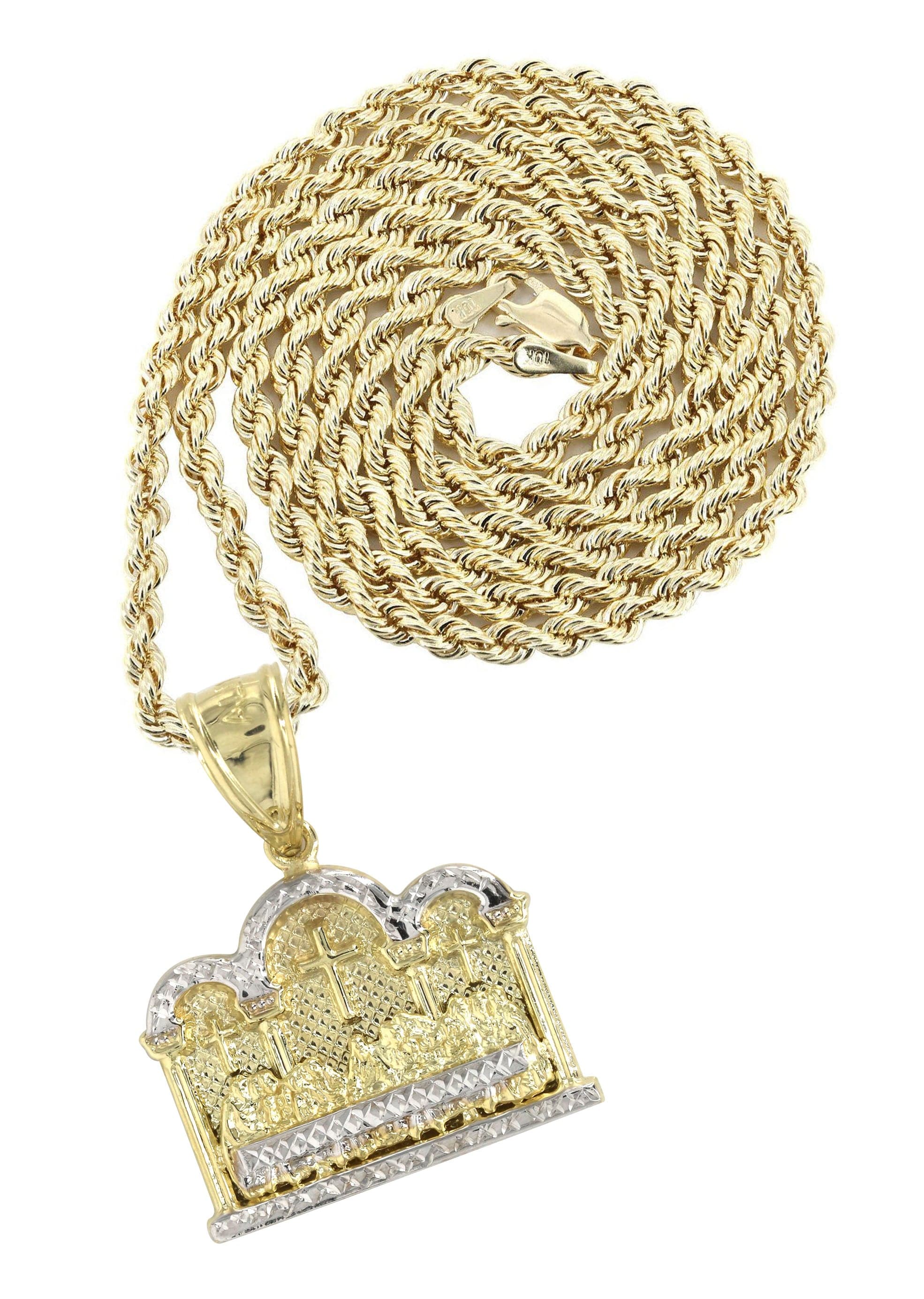 10K Yellow Gold Last Supper Pendant Necklace for Men & Women - 13.5 Grams Religious Jewelry - Perfect for Church, Baptism, Confirmation & Christian Gifts