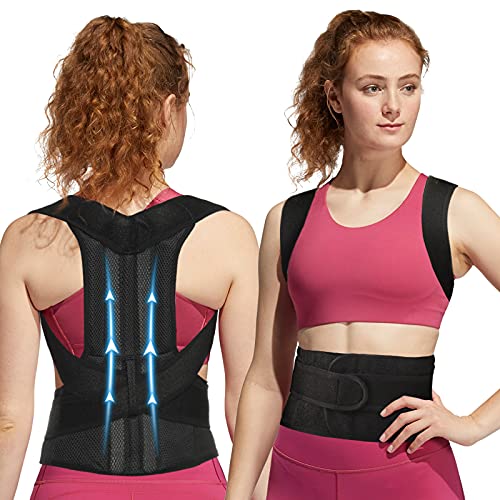 Adjustable Back Brace for Women & Men - Posture Corrector with Lumbar Support for Upper & Lower Back Pain Relief - Ideal for Office Work, Driving, and Daily Comfort