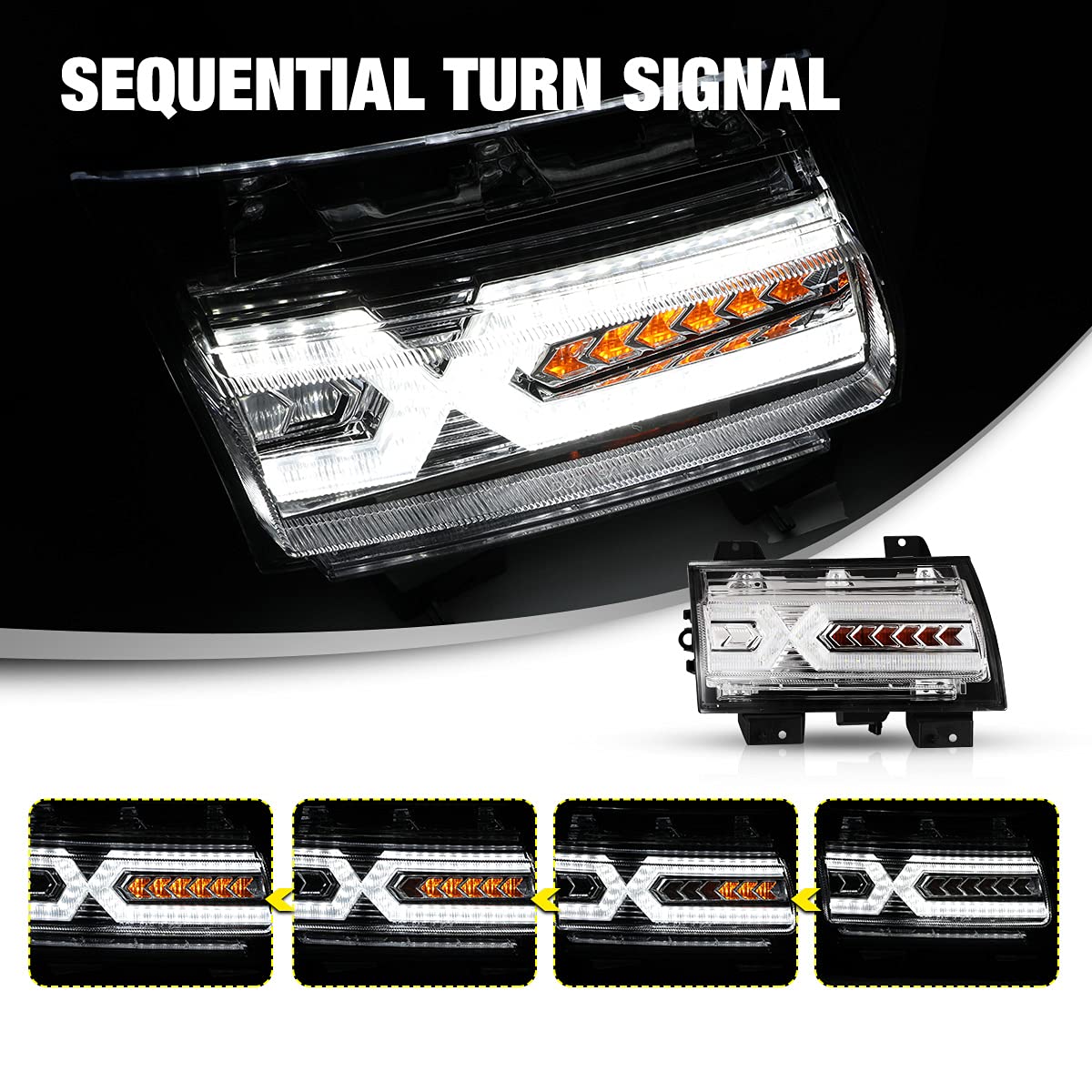 LED Sequential Turn Signal Lights for Jeep Wrangler JL (2018-2024) & Gladiator JT (2020-2024) - Clear Lens Side Marker Lights - 1 Pair - Not Compatible with Sport/Sport S Models - Upgrade Your Off-Road Vehicle Lighting for Enhanced Safety & Style
