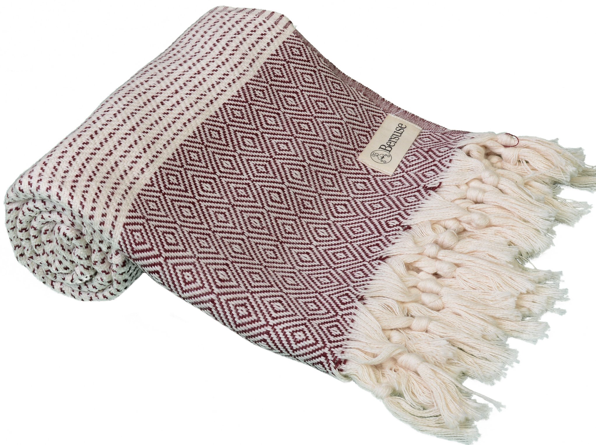Premium 100% Cotton Hierapolis Turkish Towel - Ultra Absorbent Bath, Beach & Pool Towel Set (37x70 Inches, Burgundy, 3-Pack) - Perfect for Travel, Spa, Yoga & Outdoor Activities