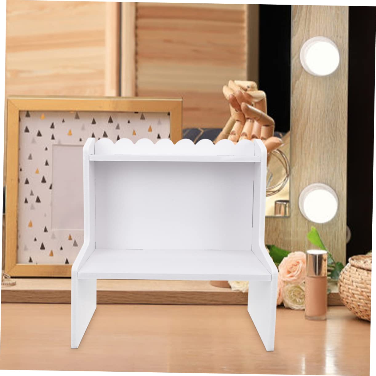 Uonlytech 2-Tier Multifunctional Makeup Organizer with Storage Cabinet - Bathroom Vanity Countertop Organizer for Cosmetics, Jewelry & Toiletries