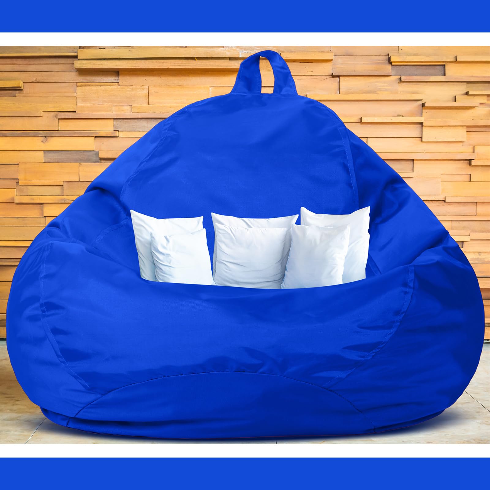 Meonum Stuffed Animal Storage Bean Bag Chair Cover - Washable & Stuffable Zippered Organizer for Plush Toys, Memory Foam (Dark Blue, 61.4