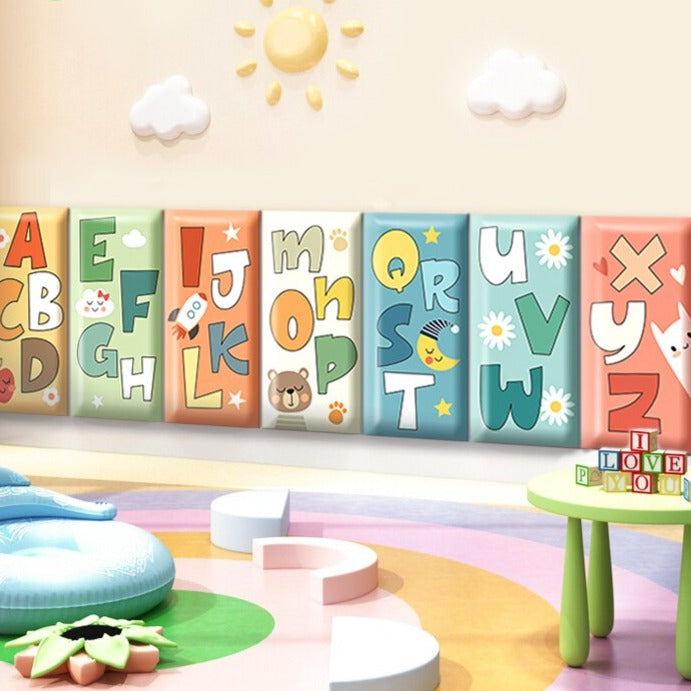 Soft Alphabet Kids Wall Padded Safety Cushions - Non-Toxic Foam Floor Mats for Nursery, Playroom & Toddler Learning Areas