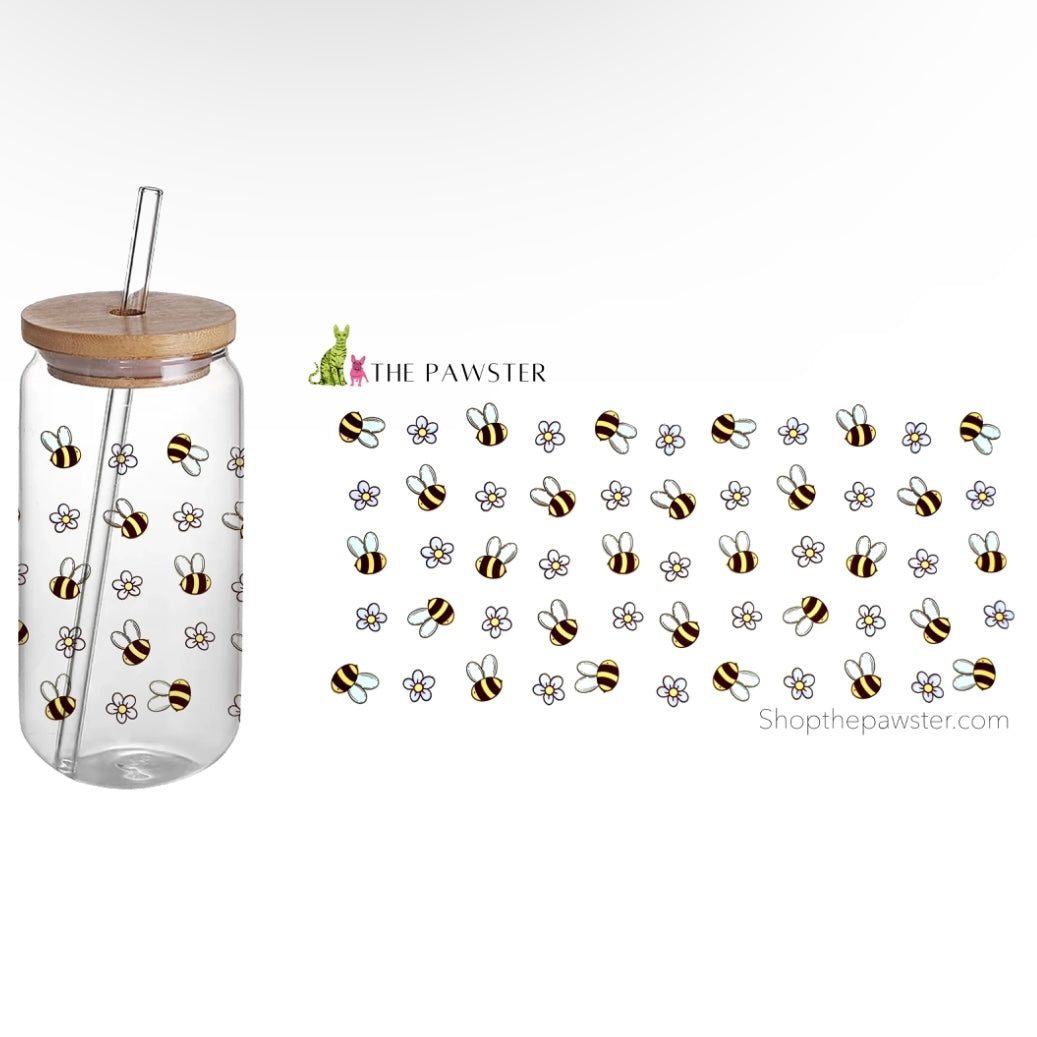 Bees & Flowers 16oz Coffee Cup Wrap - Insulated Sleeve for Hot & Cold Drinks, Perfect for Tea, Coffee, and Iced Beverages at Home, Office or Cafe
