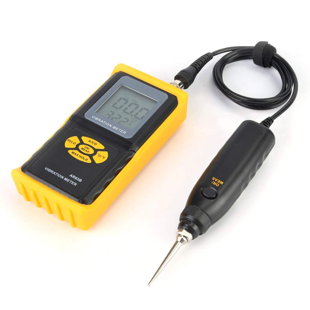 AR63B LCD Digital Vibration Tester - Handheld Split Vibrometer with Intelligent Accelerometer for Power Plants & Petrochemical Industry | Vibration Meter Analyzer for Machinery Maintenance & Equipment Monitoring