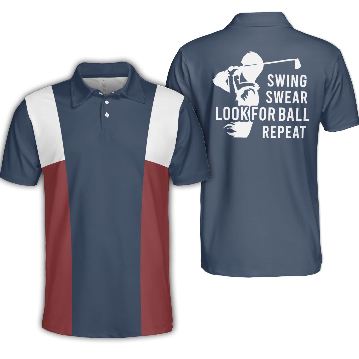 Men's Dry Fit Golf Polo Shirt - Breathable & Moisture Wicking Swing Practice Shirt - Funny Golf Gift for Men - Perfect for Golf Course, Driving Range & Casual Wear