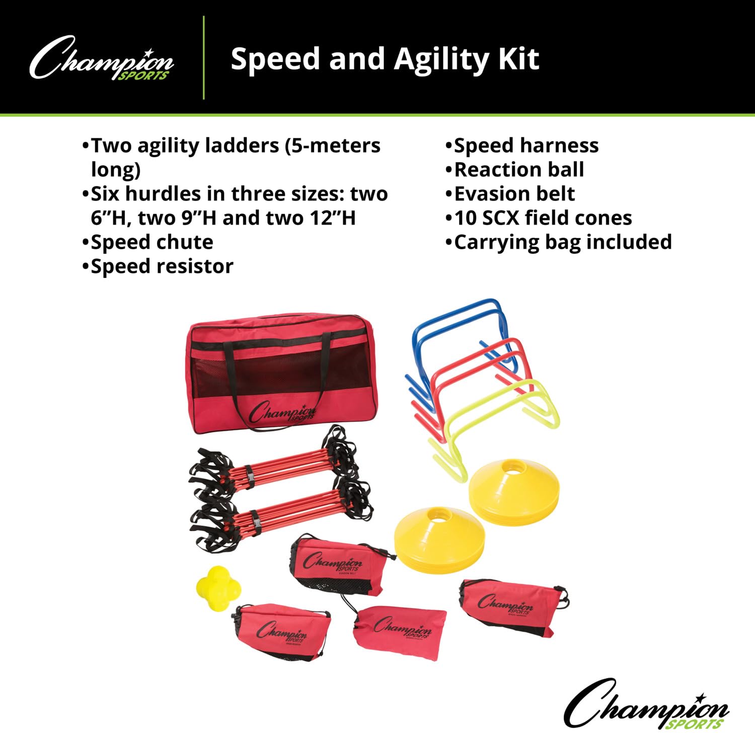 Champion Sports Kit with Durable Carrying Bag - Complete Set for Basketball, Soccer & Baseball - Perfect for Team Practice, Gym Training & Outdoor Games