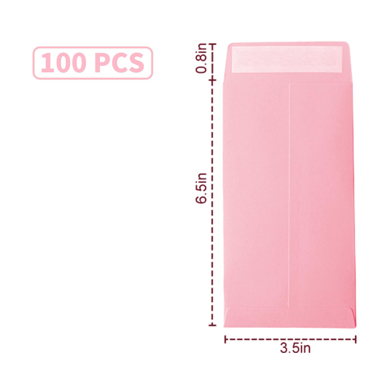 100 Pack Pink Cash Envelopes 3.5x6.5 Inches - Budgeting, Coins, Jewelry & Small Items Storage - Perfect for Home, Office & Small Business Organization