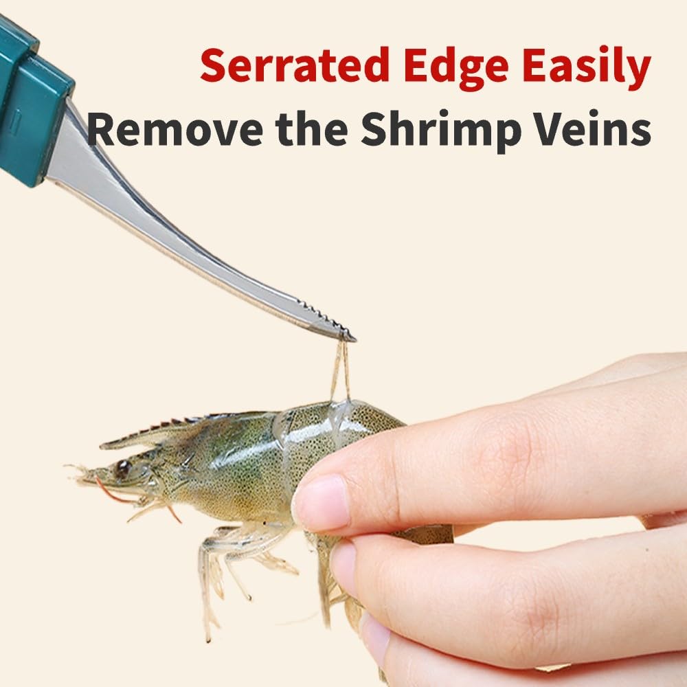 2PCS Stainless Steel Shrimp Deveiner Tool with Safety Cover - Portable Shrimp Peeler & Deveiner for Easy Cleaning - Perfect for Home Cooking, Seafood Restaurants & Outdoor BBQ
