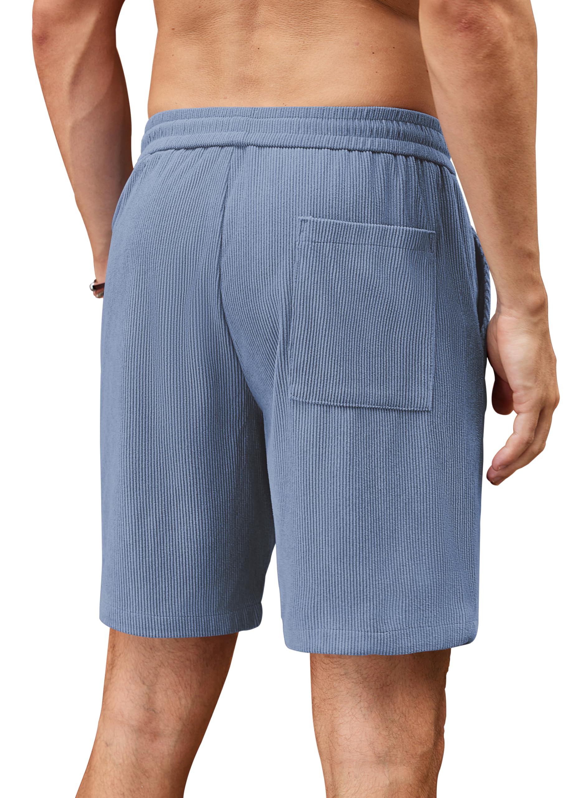 COOFANDY Men's Casual Corduroy Shorts - Elastic Waist & Drawstring - Lightweight Summer Beach Shorts with Pockets - Perfect for Outdoor Activities, Travel & Vacation