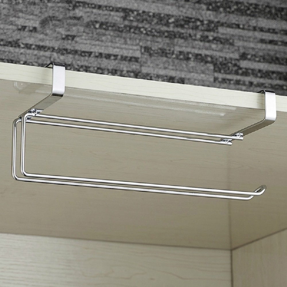 Stainless Steel Under Cabinet Tissue Paper Holder - Space-Saving Kitchen & Bathroom Organizer for Tissues, Perfect for Small Spaces & Closet Doors