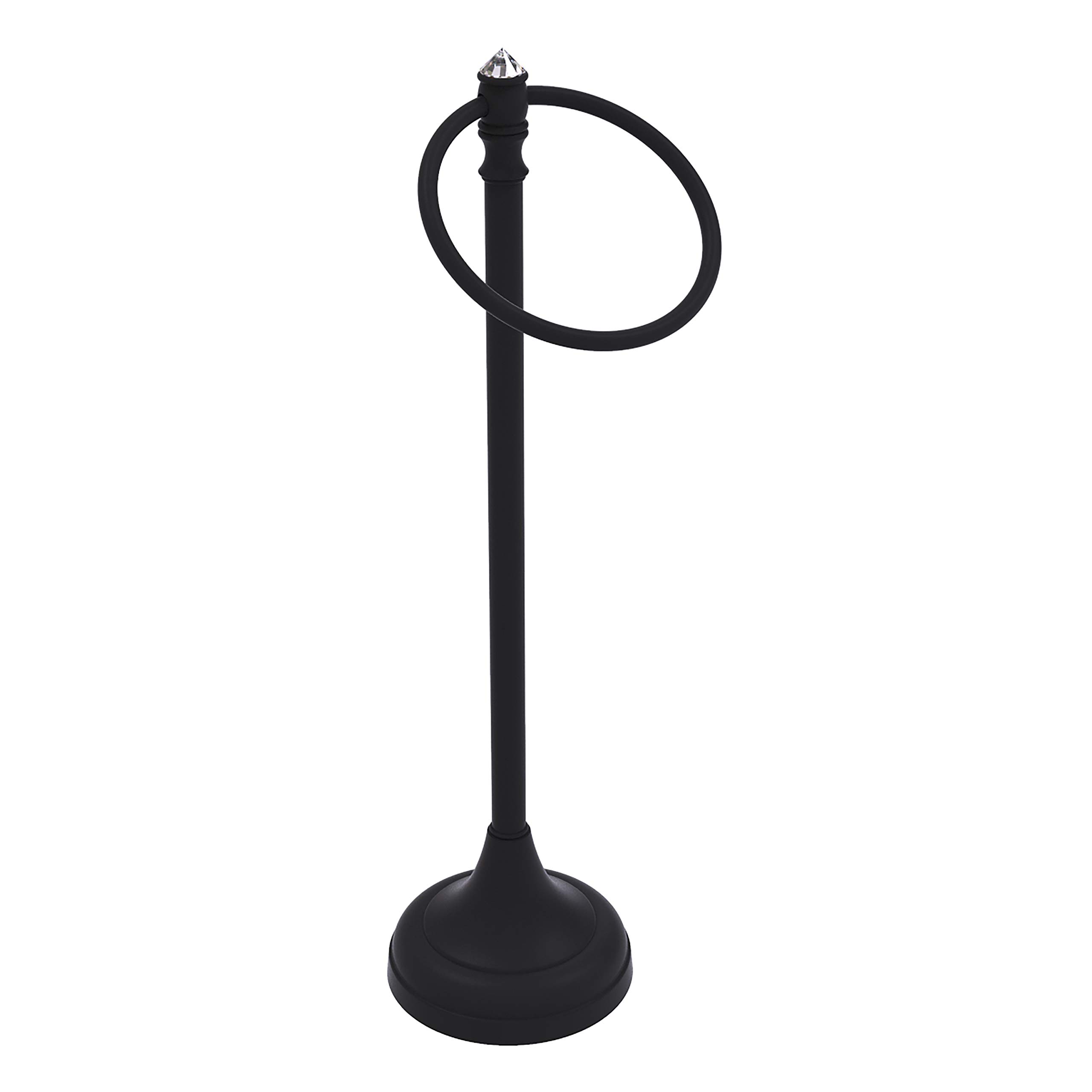 Allied Brass CC-54 Carolina Crystal Collection Ring Stand Guest Towel Holder - Matte Black Finish | Elegant Bathroom & Powder Room Accessory for Home Decor