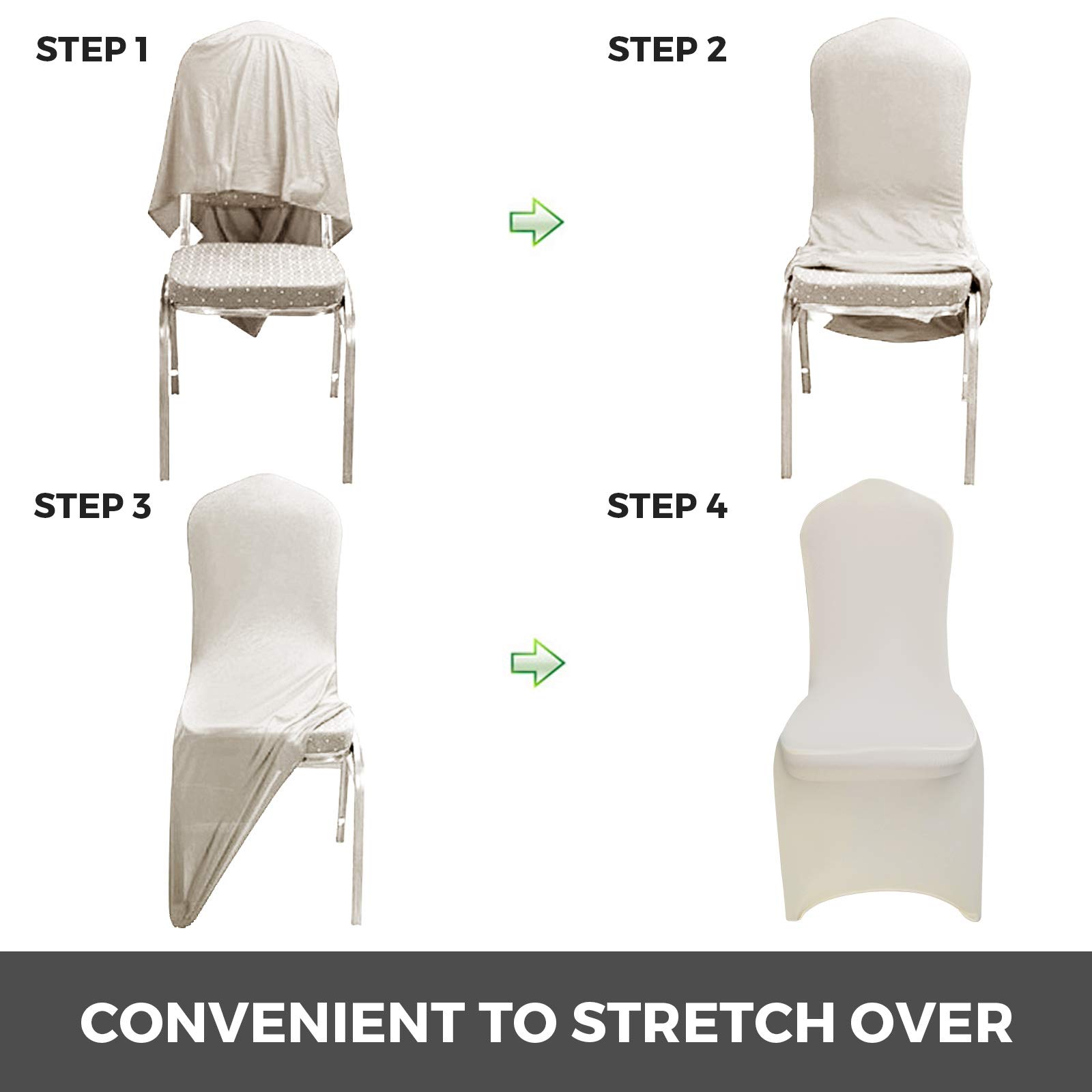 Happybuy 100 Pack Ivory Stretch Chair Covers - Polyester Spandex Slipcovers for Banquet, Dining, Party & Wedding Decor - Folding Flat Front Chair Covers (Perfect for Events, Restaurants & Home Decor)