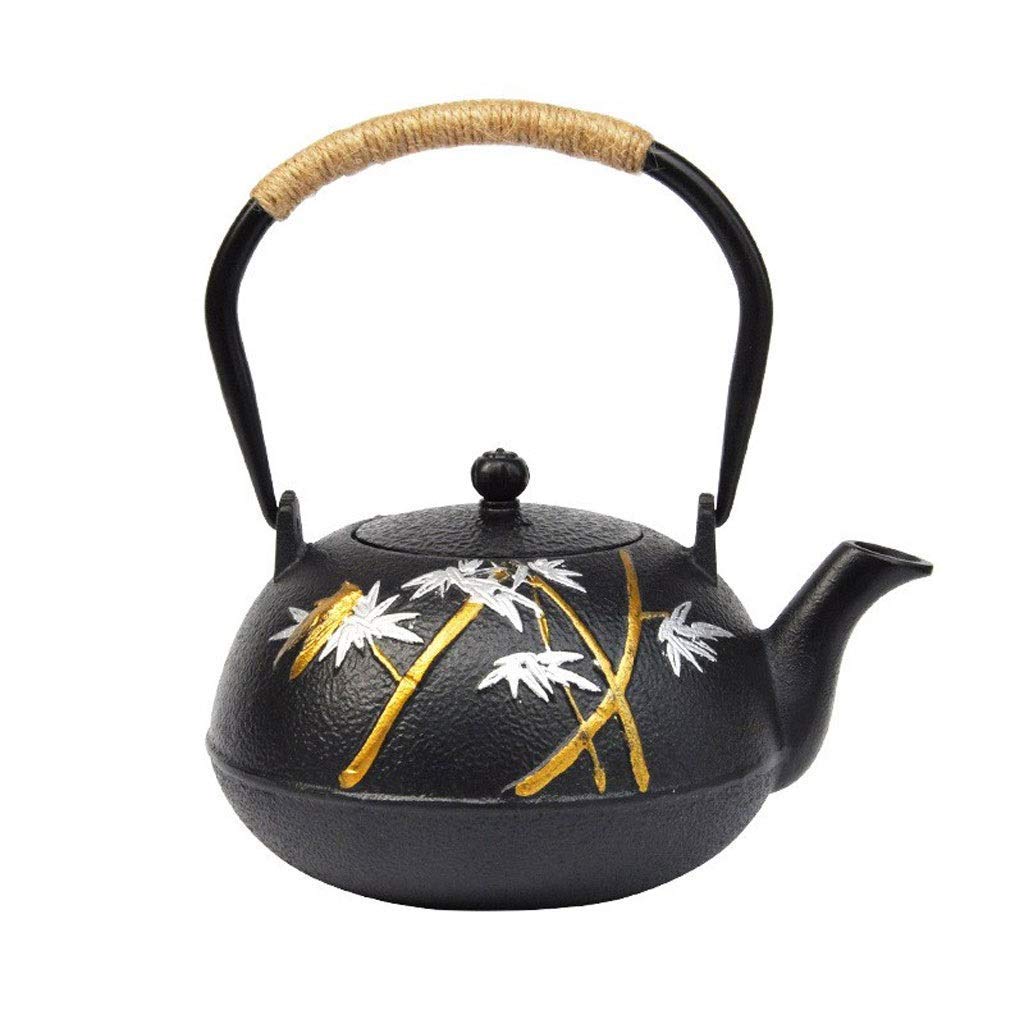 Premium 1.2L Handmade Cast Iron Teapot with Copper Handle & Bamboo Design - Uncoated Oxidized Inner Wall Ceramic Tea Kettle Set - Perfect for Japanese Tea Ceremony, Home Brewing & Gift Giving
