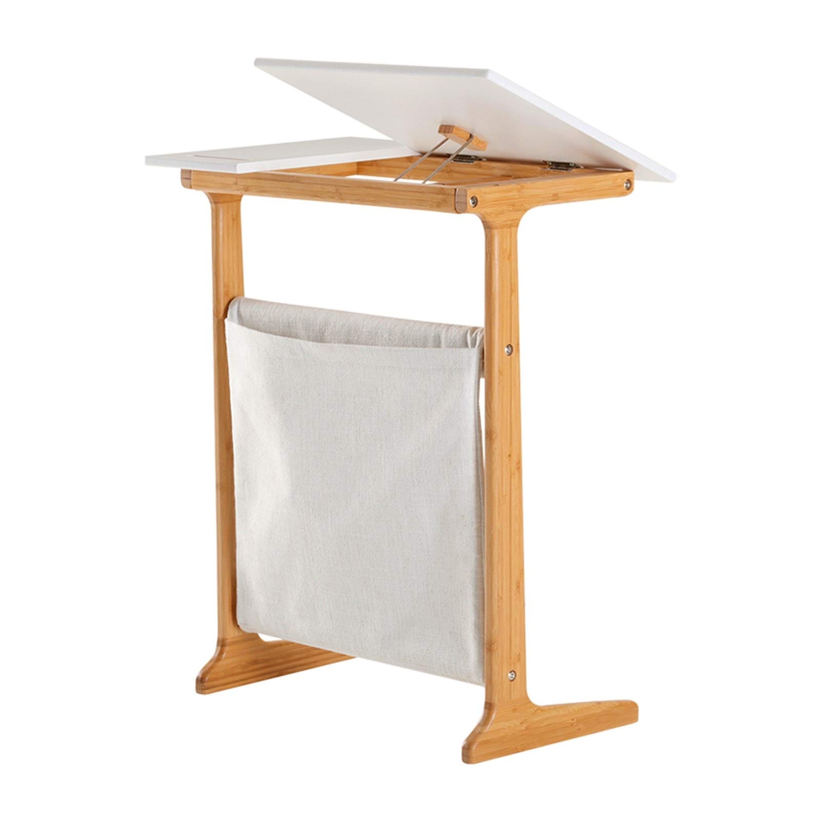 HXHN Adjustable Over-Bed Table with Wheels - White Side Table for Sofa, Bedroom, Living Room - Perfect for Breakfast, Laptop Work, and Reading in Bed