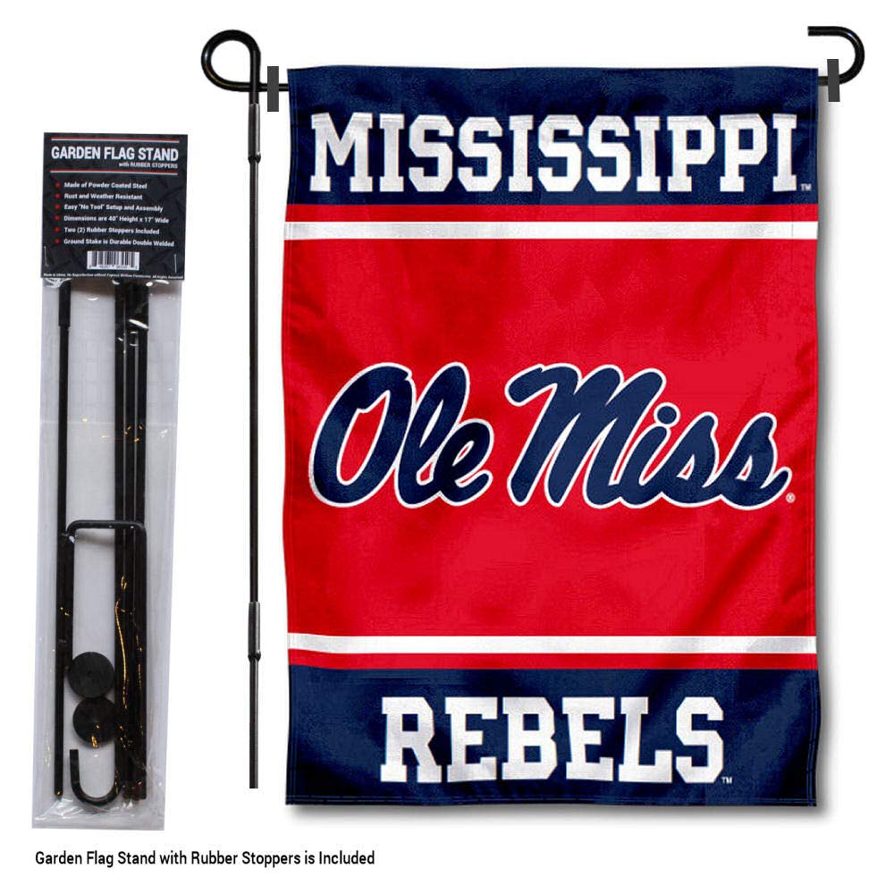 Ole Miss Garden Flag with Stand Holder - College Flags & Banners Co. - Perfect for Game Day, Tailgating, and Home Decor