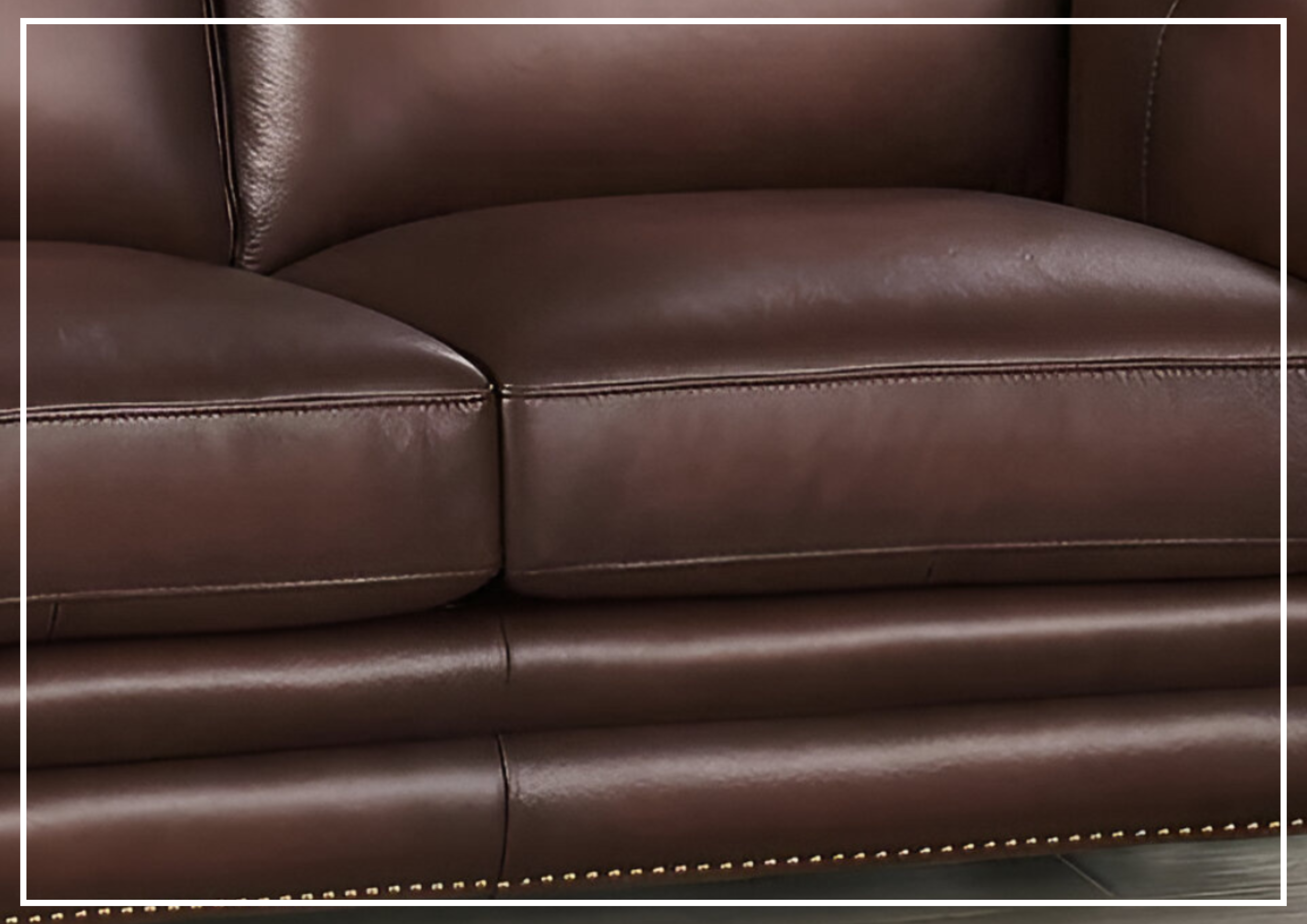 Premium Hydeline Belfast Brown Leather Loveseat with Nailhead Trim - Luxurious Small Sofa for Living Room, Office or Reading Nook