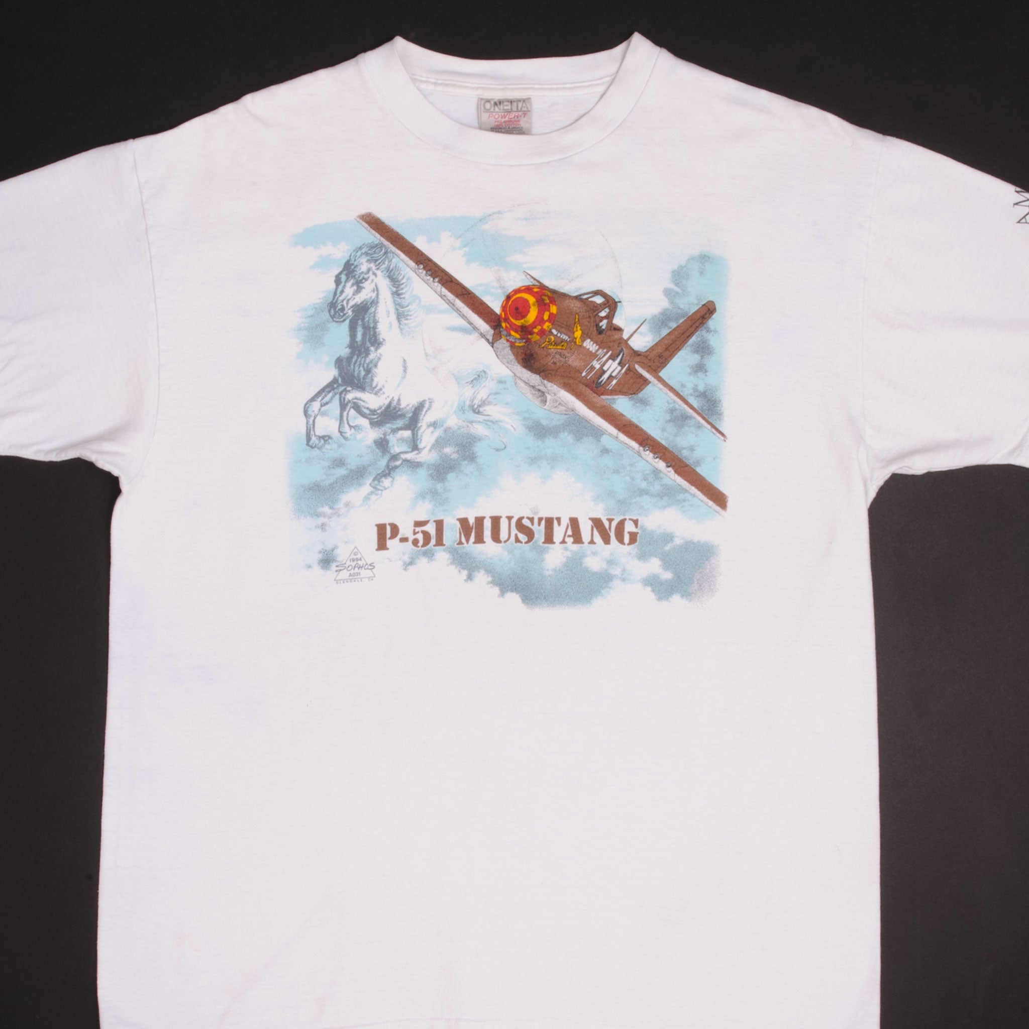 Vintage 1994 USAF P-51 Mustang Graphic T-Shirt - XL Size - Military Aviation Enthusiast Tee for Casual Wear & Collectors