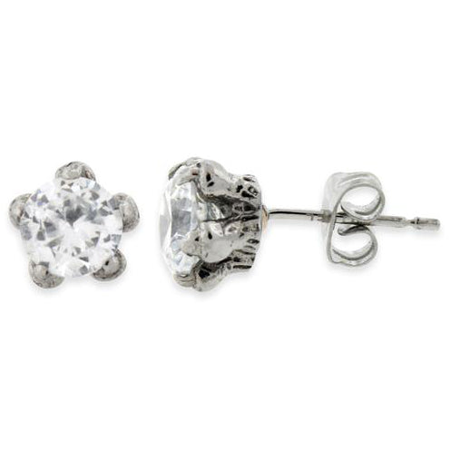 Stainless Steel Claw CZ Stud Earrings for Women - Hypoallergenic Cubic Zirconia Earrings for Everyday Wear & Special Occasions