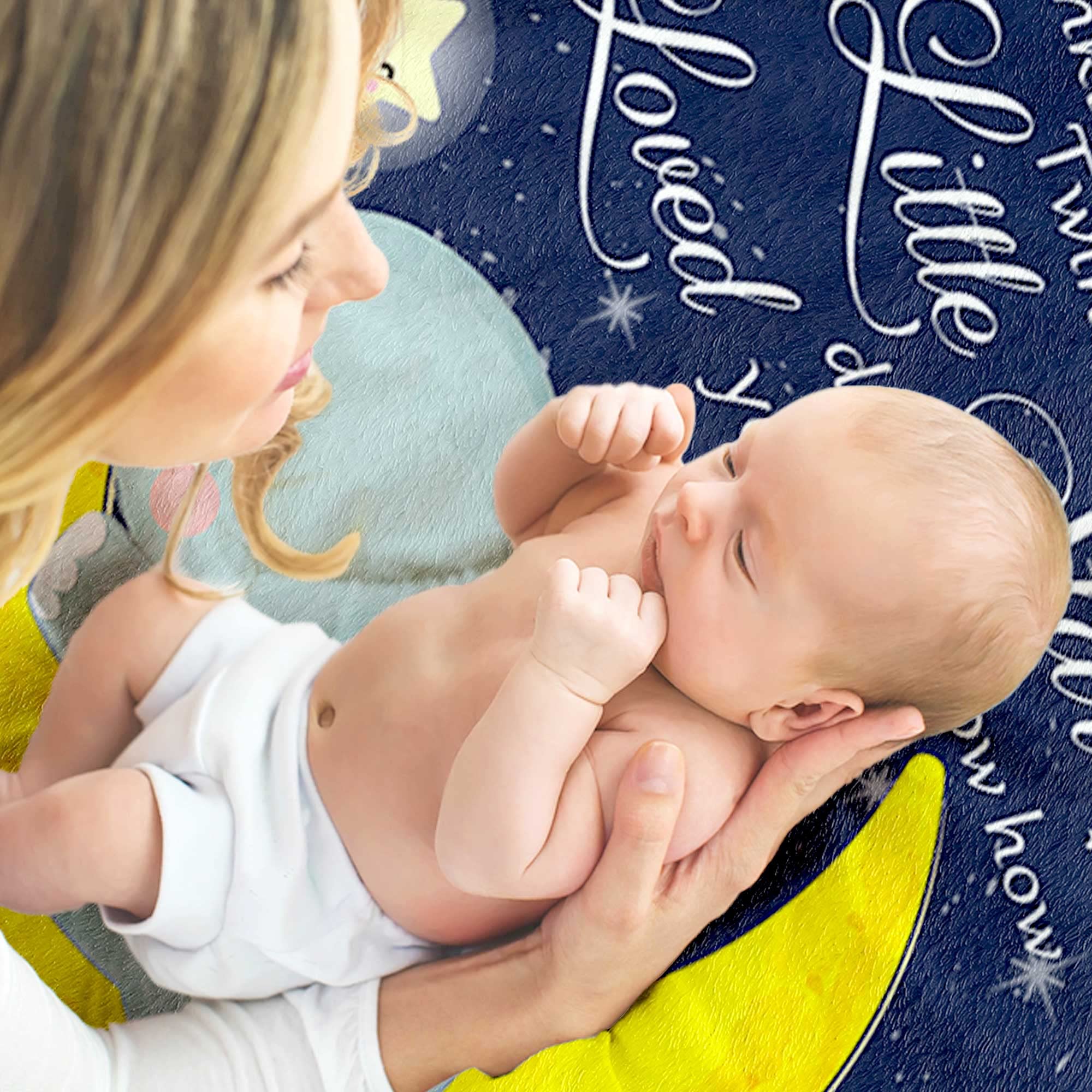 Personalized Baby Blankets for Boys & Girls - Custom Twinkle Twinkle Little Star Elephant Blanket Set with Bib & Onesie - Unique Baby Shower Gift, Christmas Present, Newborn Essentials - Perfect for Nursery, Travel & Photo Shoots
