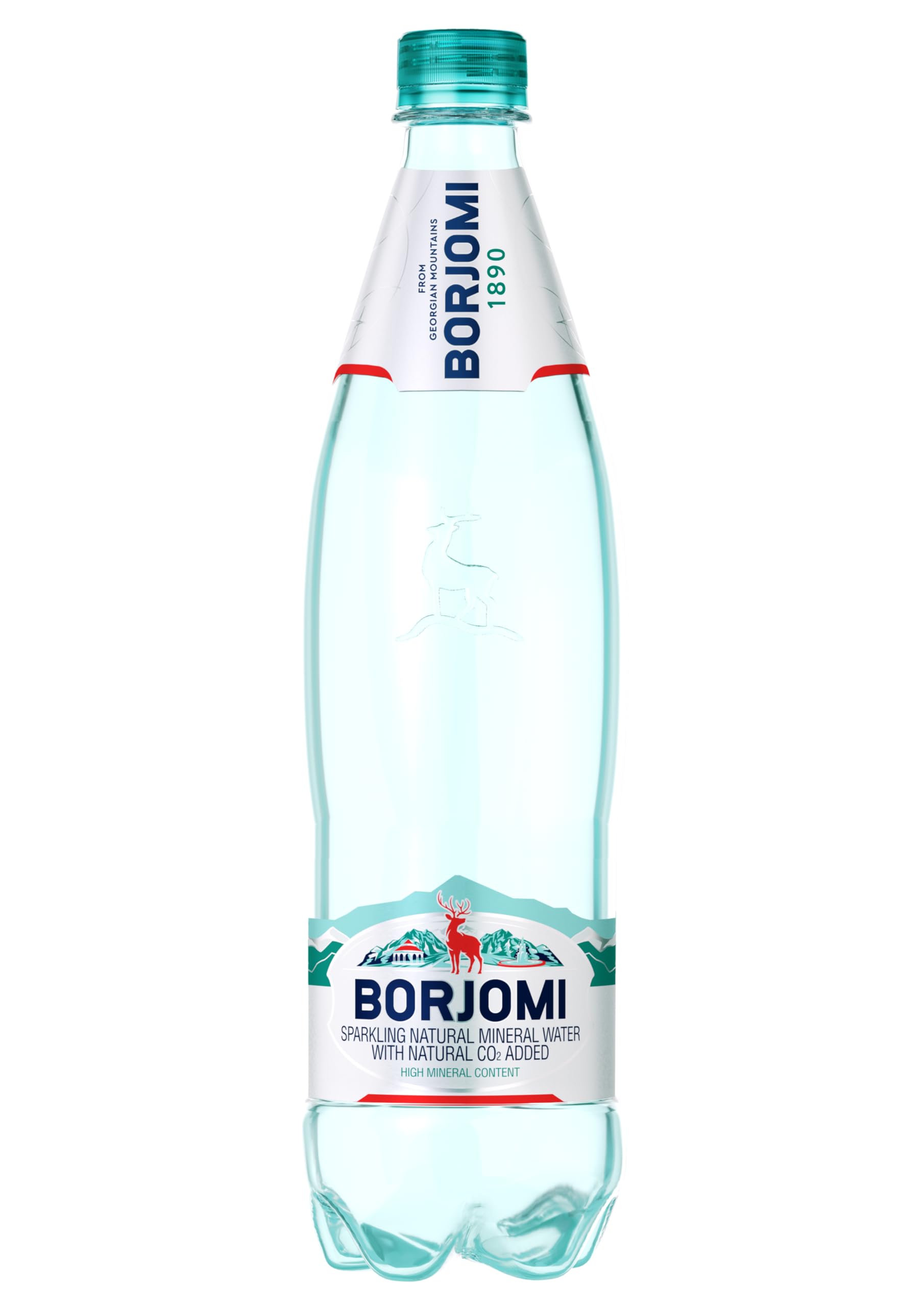Borjomi Sparkling Natural Mineral Water - 25.3 Fl Oz (750ml) Plastic Bottles, Pack of 6 | Georgian Alkaline Spring Water | Perfect for Hydration, Detox & Healthy Lifestyle