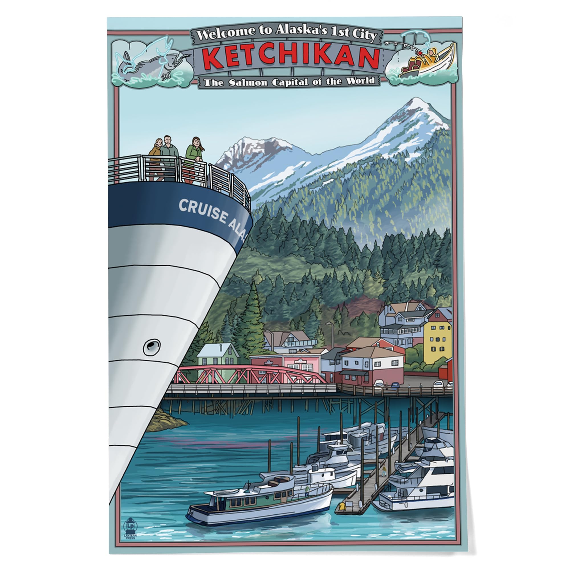 Lantern Press 24x36 Inch Giclee Art Print - Ketchikan Alaska Landscape Wall Decor - Premium Canvas Art for Living Room, Bedroom & Office