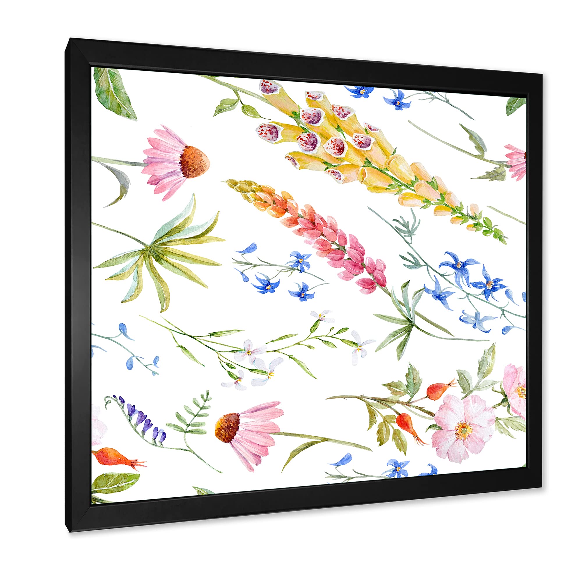 Vibrant Summer Wildflowers Traditional Framed Wall Art - Perfect for Living Room, Bedroom & Office Decor